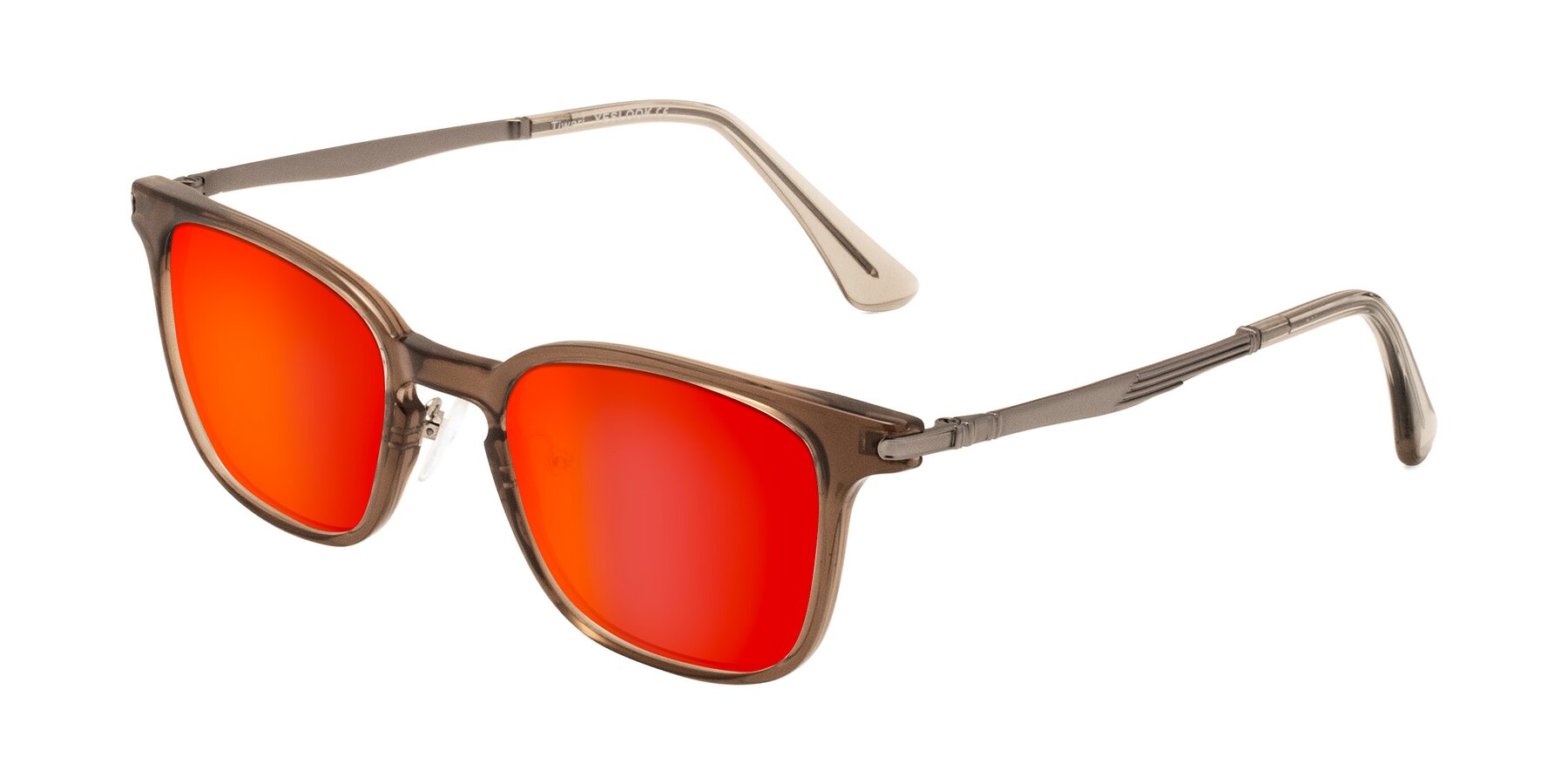 Angle of Tiwari in Brown with Red Gold Mirrored Lenses