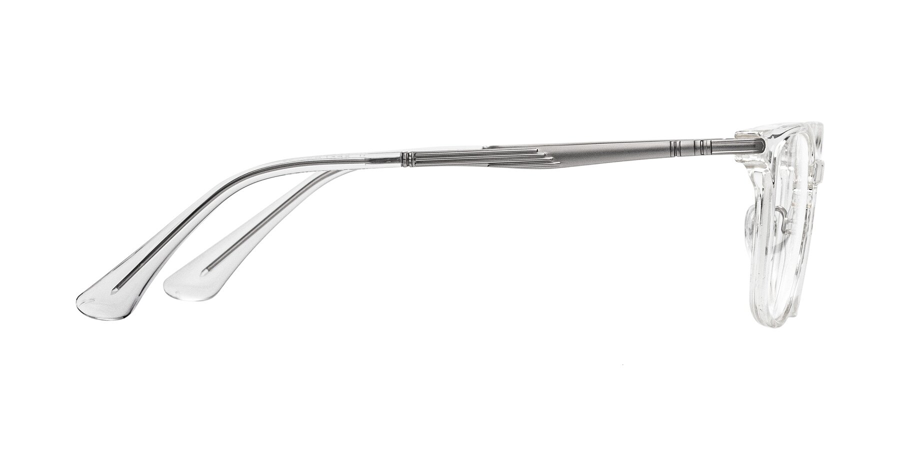 Side of Tiwari in Clear/Silver with Clear Eyeglass Lenses