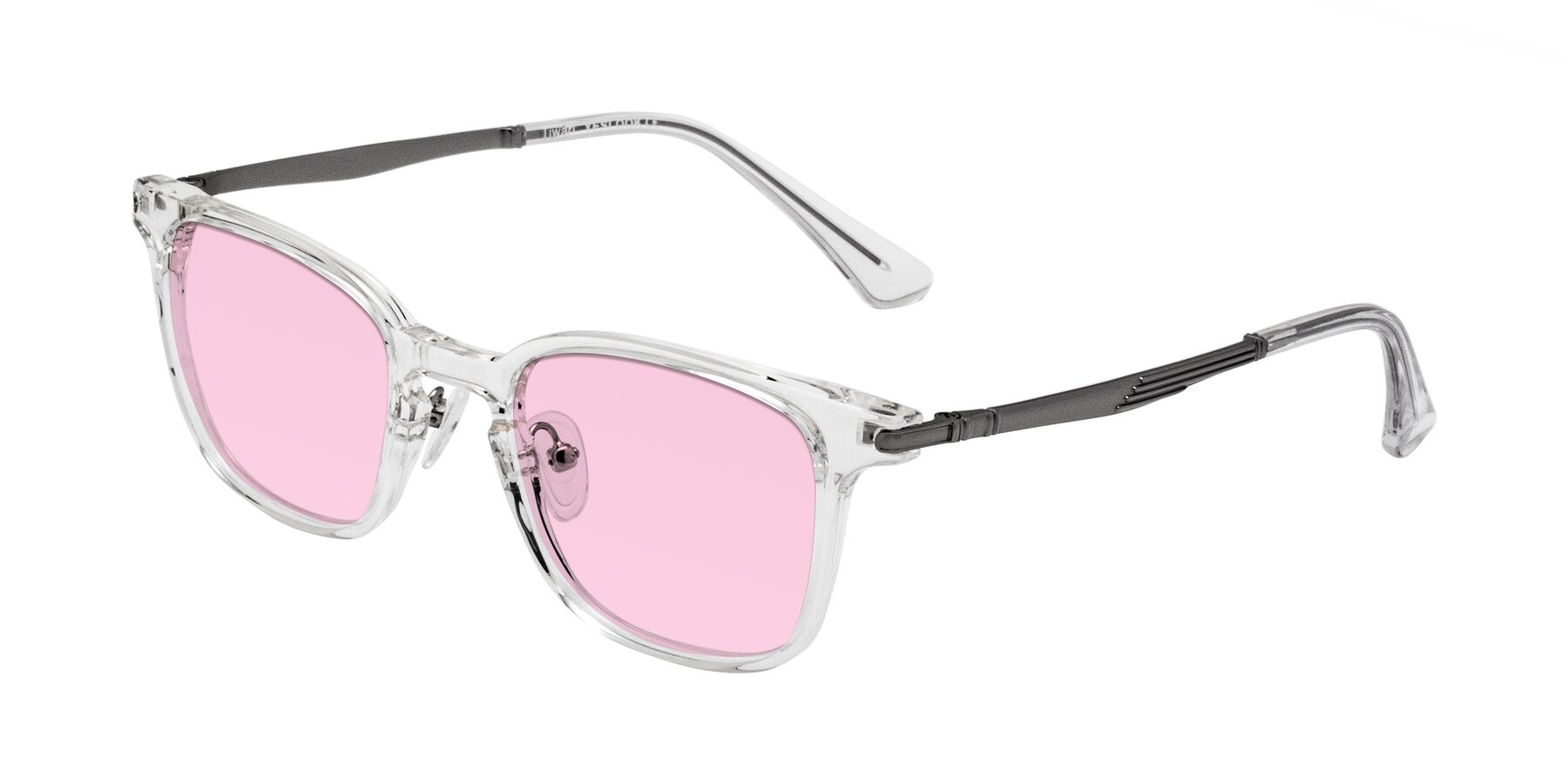 Angle of Tiwari in Clear/Silver with Light Pink Tinted Lenses