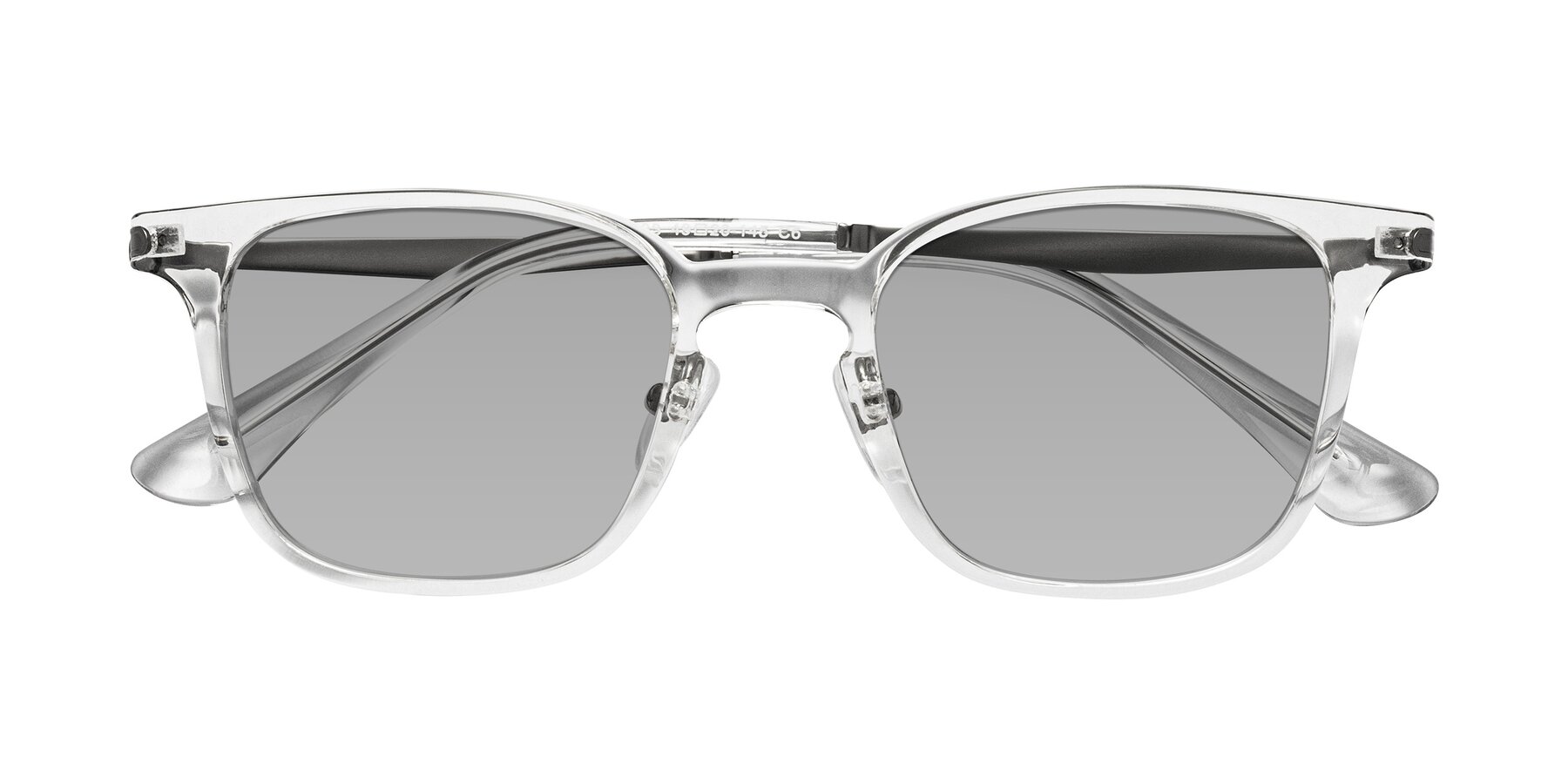 Folded Front of Tiwari in Clear/Silver with Light Gray Tinted Lenses