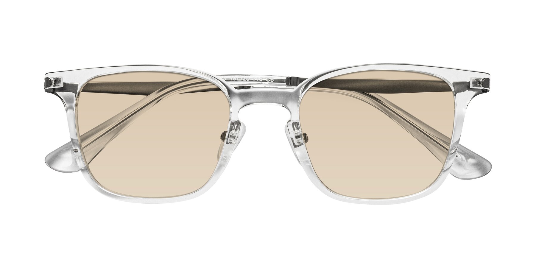 Folded Front of Tiwari in Clear/Silver with Light Brown Tinted Lenses