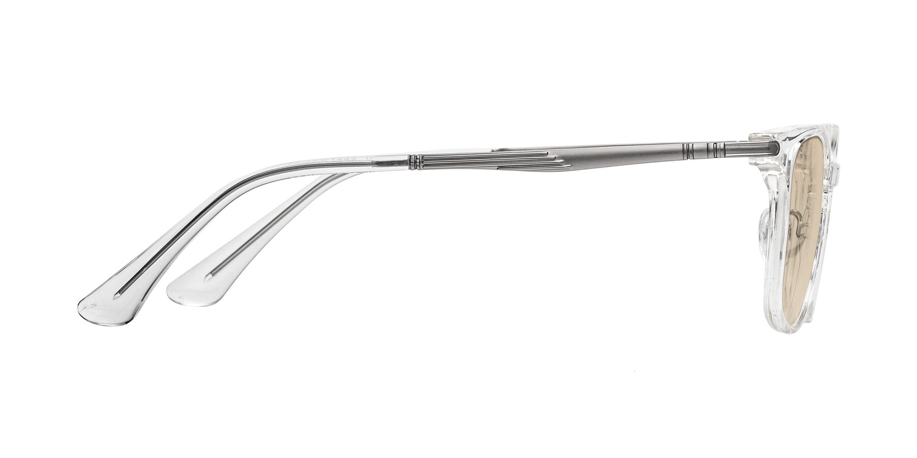 Side of Tiwari in Clear/Silver with Light Brown Tinted Lenses