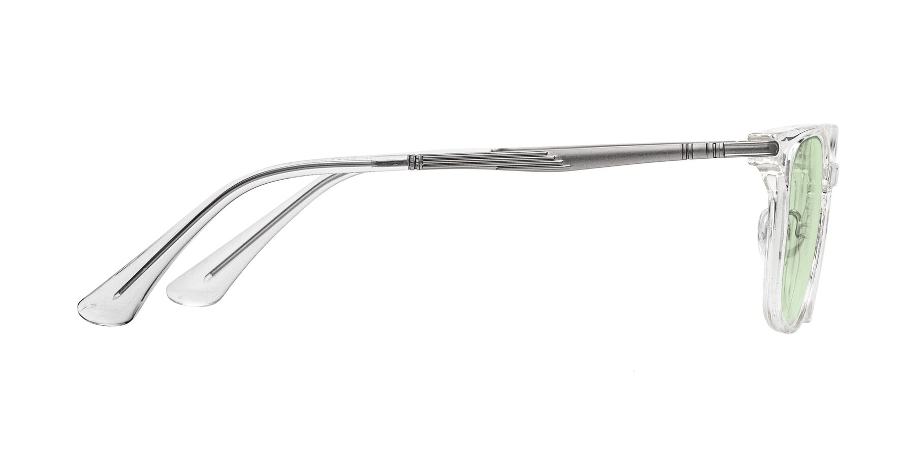 Side of Tiwari in Clear/Silver with Light Green Tinted Lenses