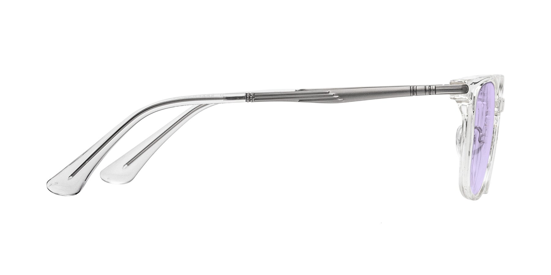 Side of Tiwari in Clear/Silver with Light Purple Tinted Lenses