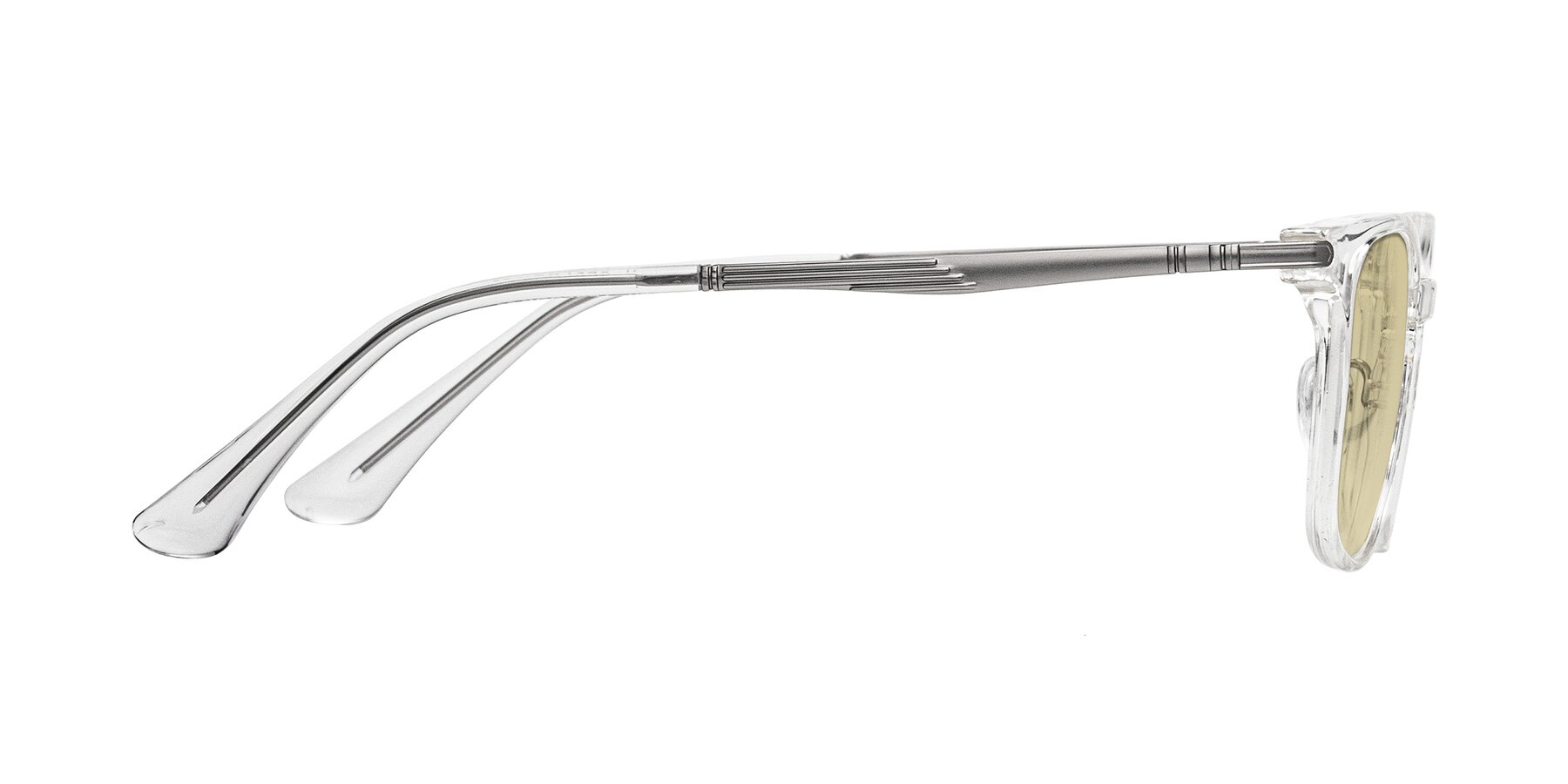 Side of Tiwari in Clear/Silver with Light Champagne Tinted Lenses
