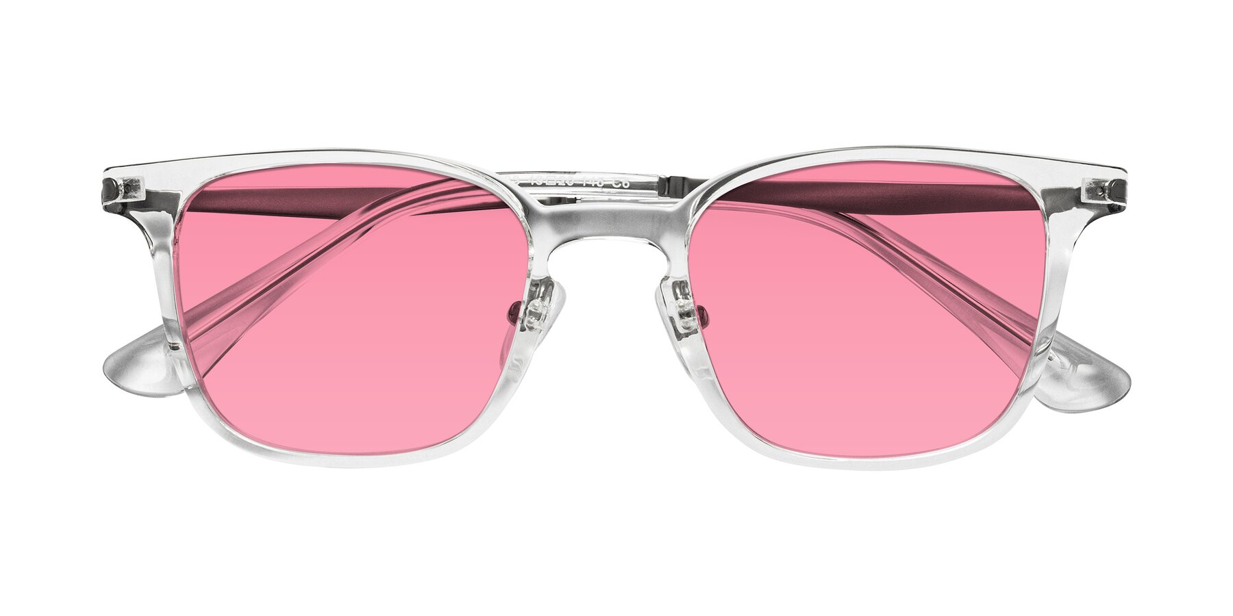 Folded Front of Tiwari in Clear/Silver with Pink Tinted Lenses