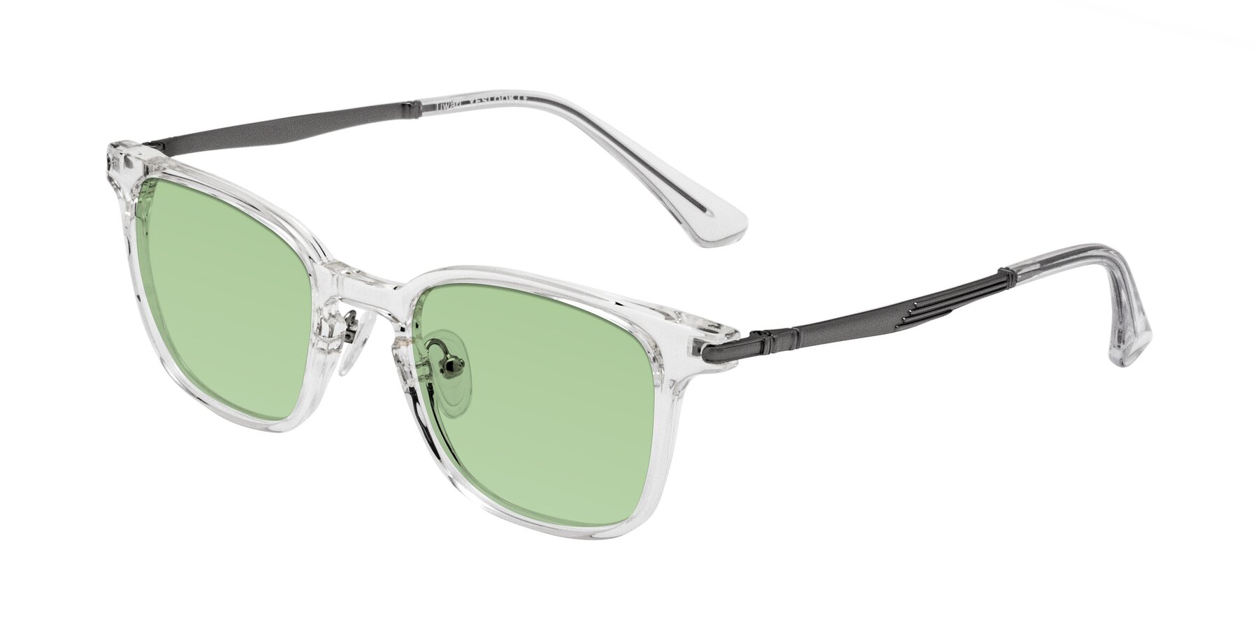 Angle of Tiwari in Clear/Silver with Medium Green Tinted Lenses