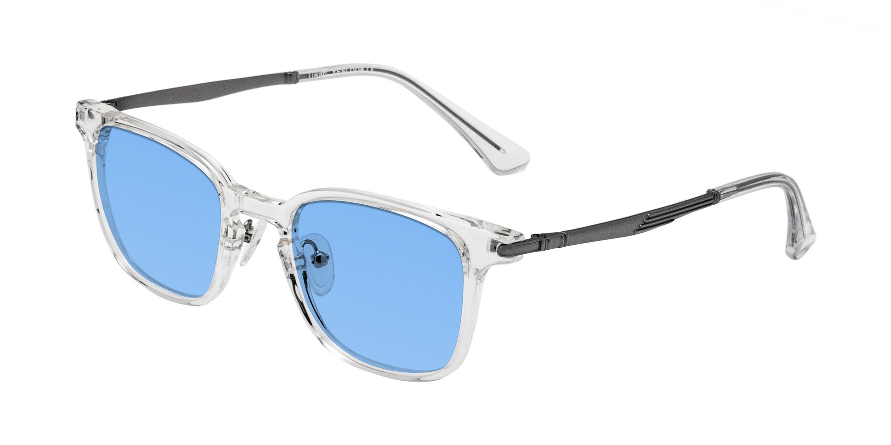 Angle of Tiwari in Clear/Silver with Medium Blue Tinted Lenses