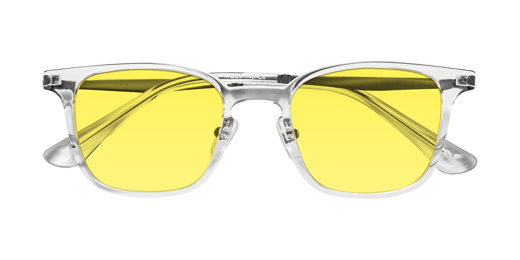 Folded Front of Tiwari in Clear/Silver with Medium Yellow Tinted Lenses