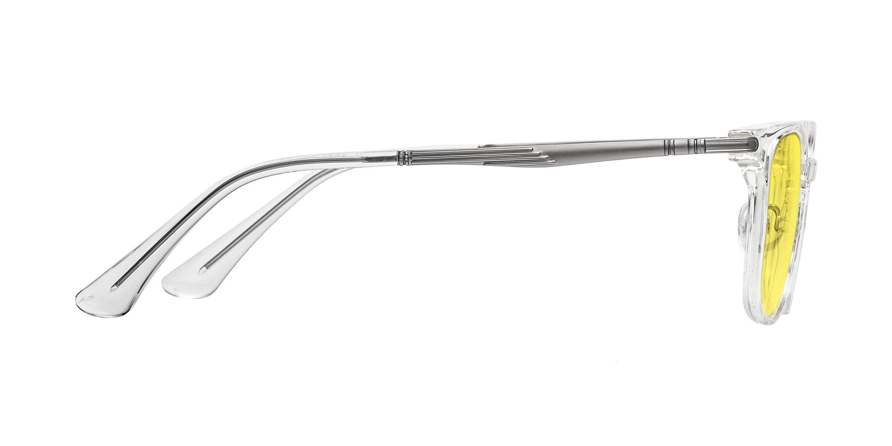 Side of Tiwari in Clear/Silver with Medium Yellow Tinted Lenses