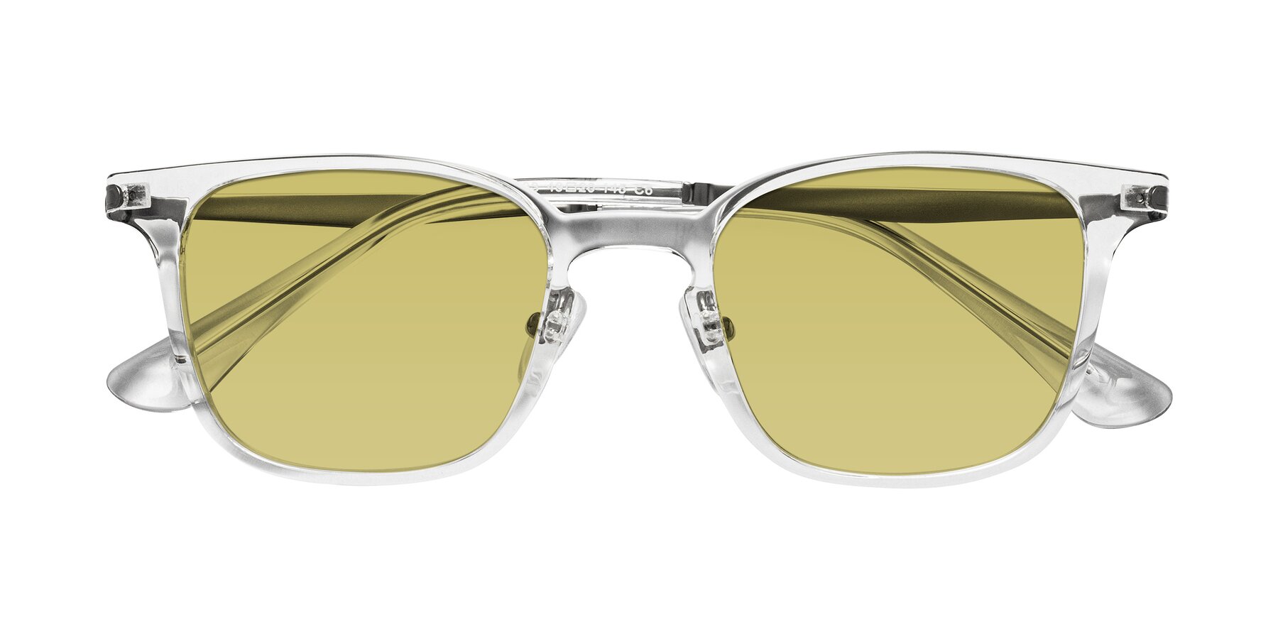 Folded Front of Tiwari in Clear/Silver with Medium Champagne Tinted Lenses