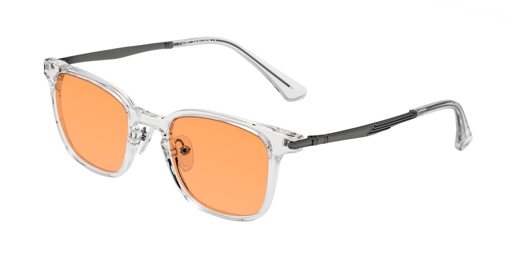 Angle of Tiwari in Clear/Silver with Medium Orange Tinted Lenses