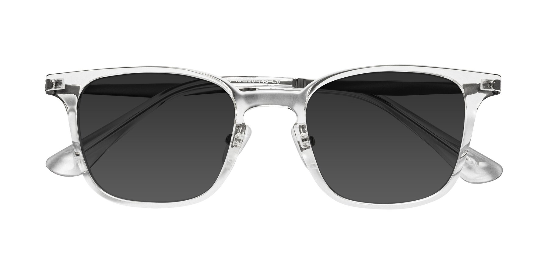 Folded Front of Tiwari in Clear/Silver with Gray Tinted Lenses