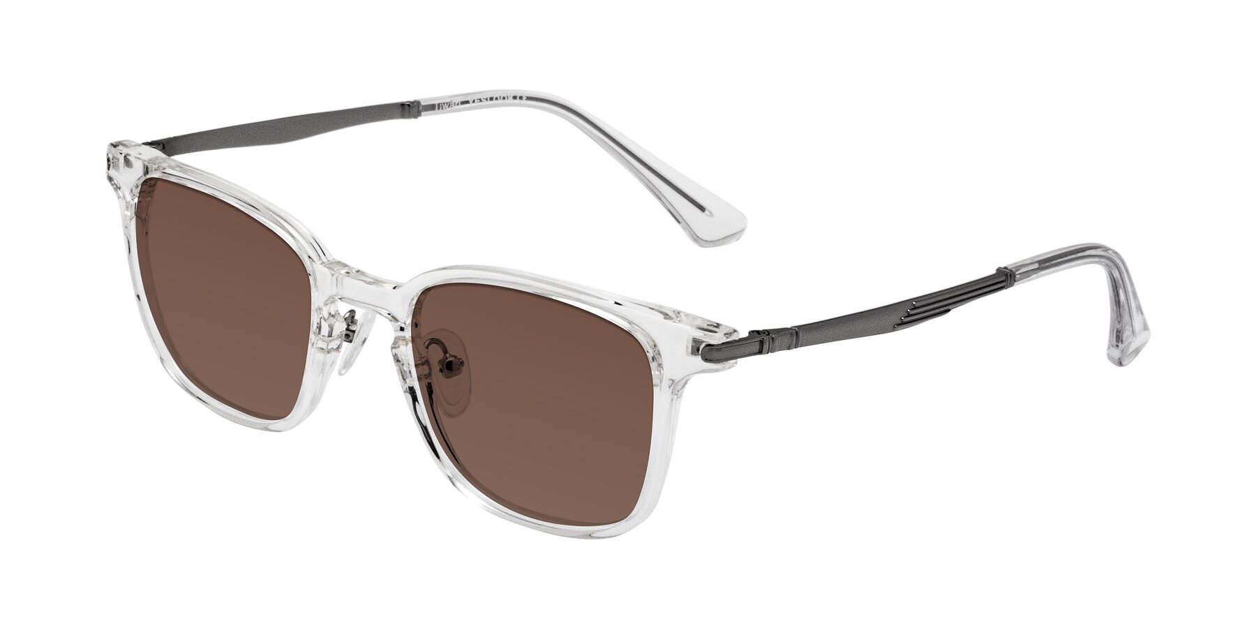 Angle of Tiwari in Clear/Silver with Brown Tinted Lenses
