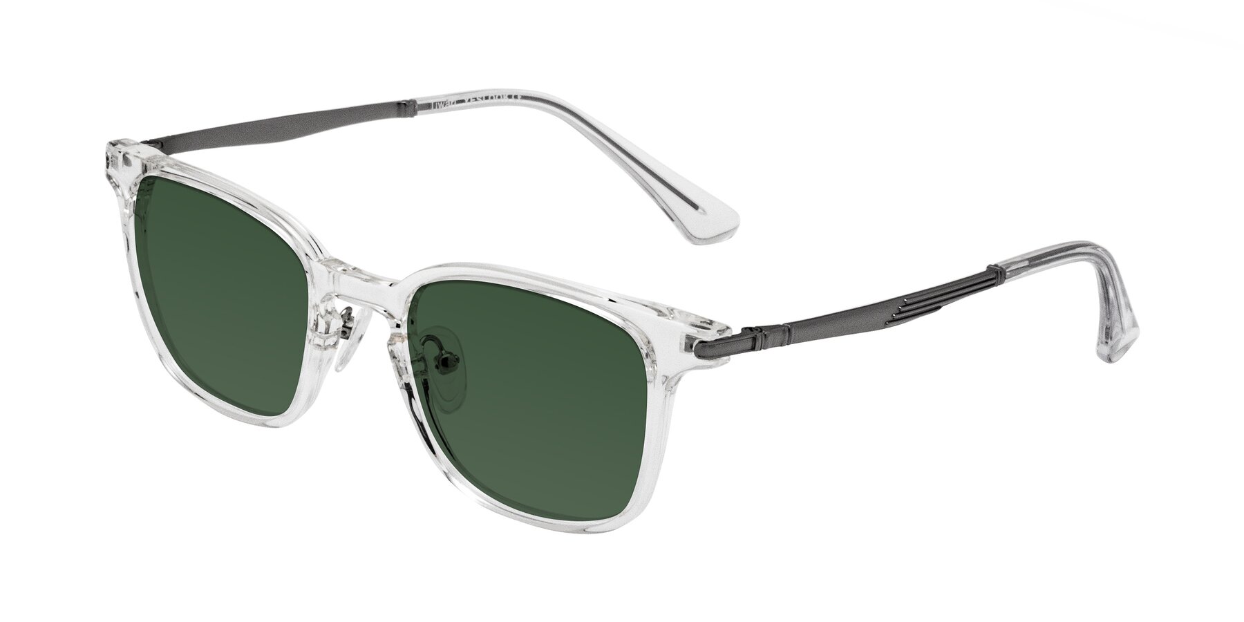 Angle of Tiwari in Clear/Silver with Green Tinted Lenses