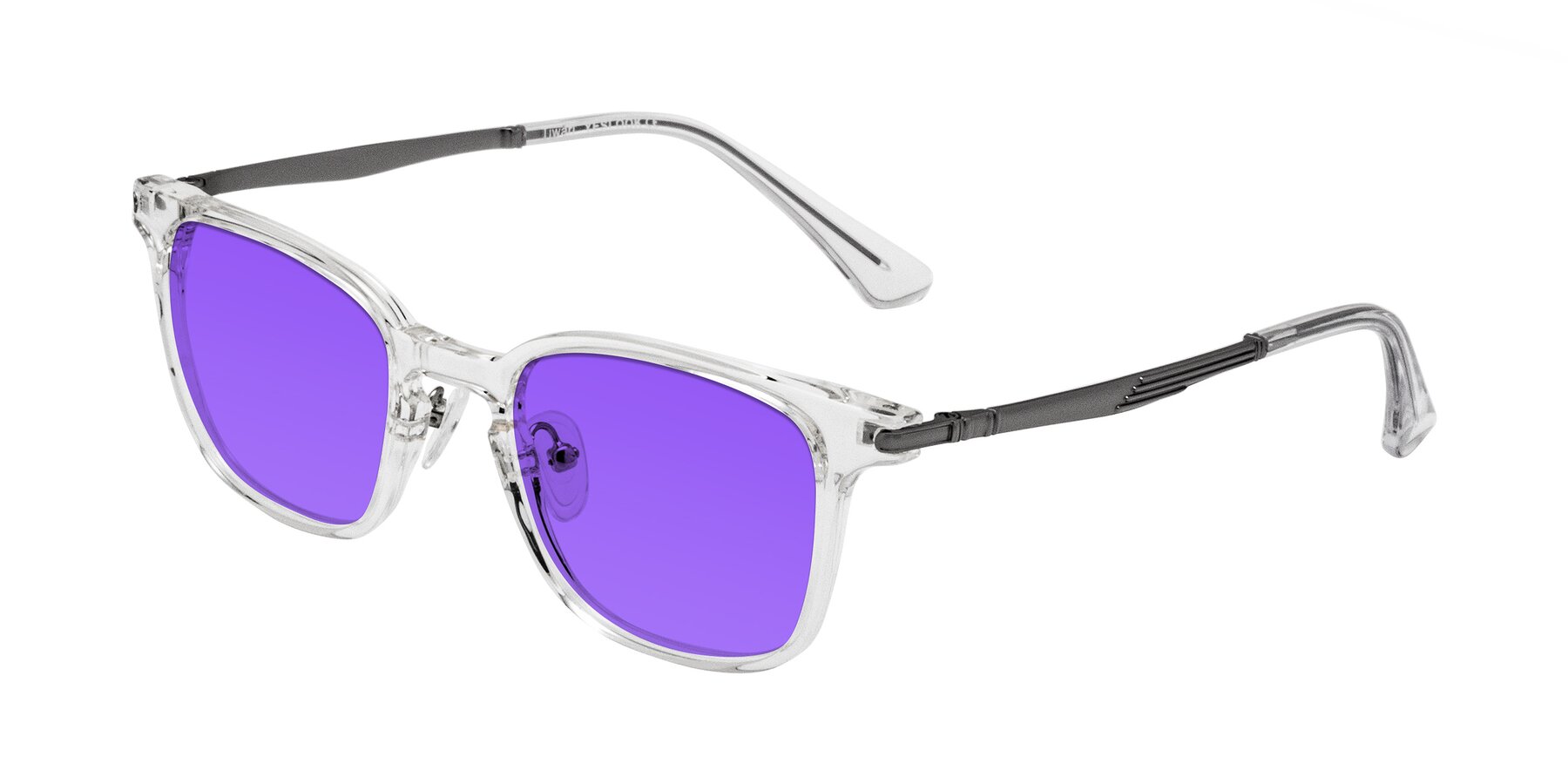 Angle of Tiwari in Clear/Silver with Purple Tinted Lenses