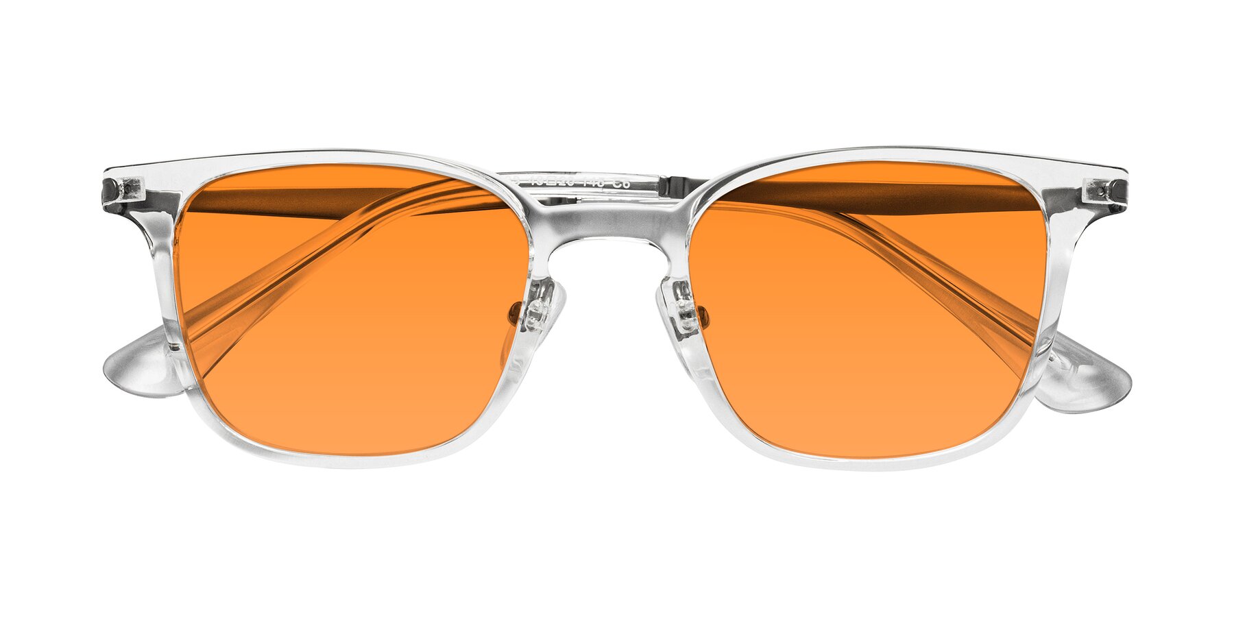 Folded Front of Tiwari in Clear/Silver with Orange Tinted Lenses