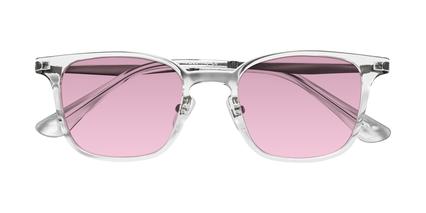 Folded Front of Tiwari in Clear/Silver with Light Wine Tinted Lenses