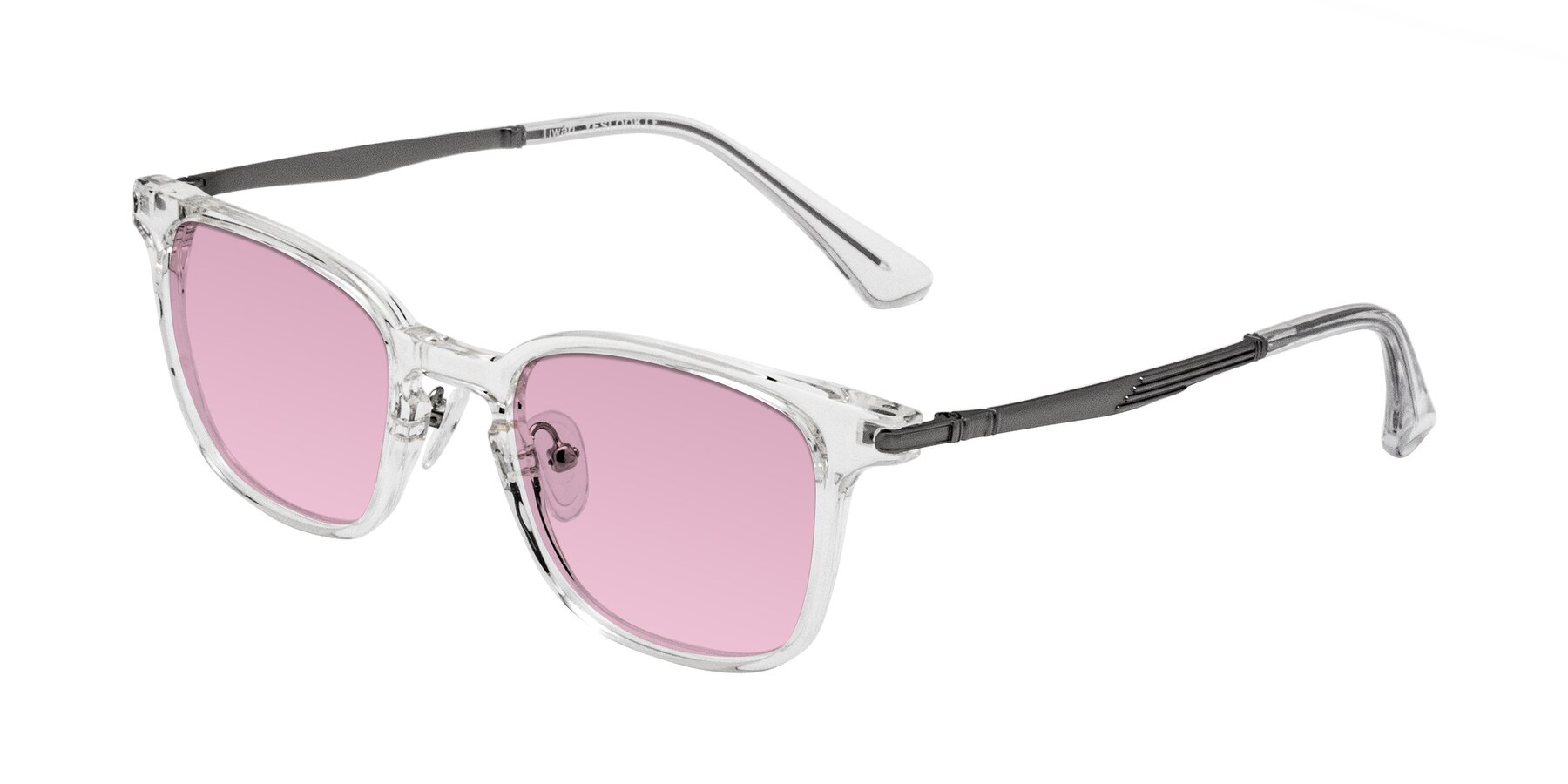 Angle of Tiwari in Clear/Silver with Light Wine Tinted Lenses
