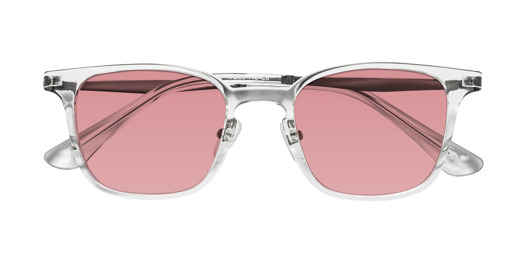 Folded Front of Tiwari in Clear/Silver with Medium Garnet Tinted Lenses