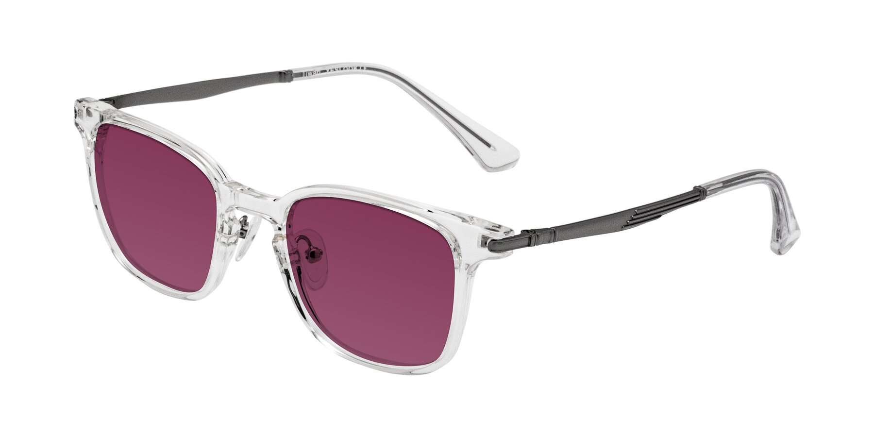 Angle of Tiwari in Clear/Silver with Wine Tinted Lenses