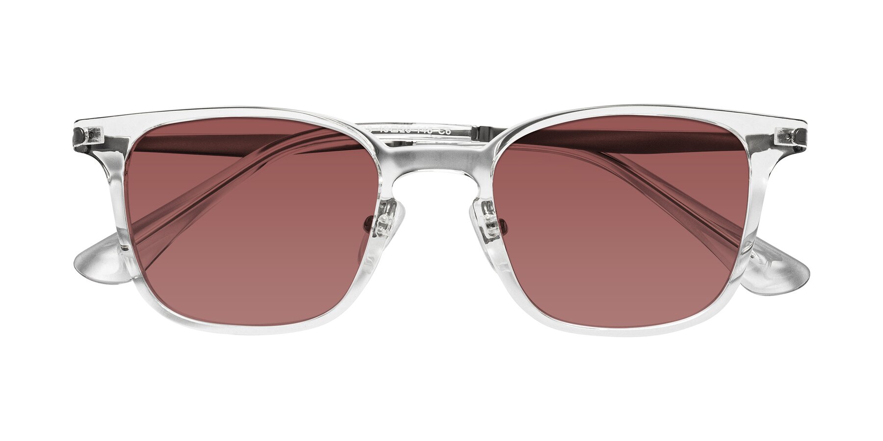 Folded Front of Tiwari in Clear/Silver with Garnet Tinted Lenses
