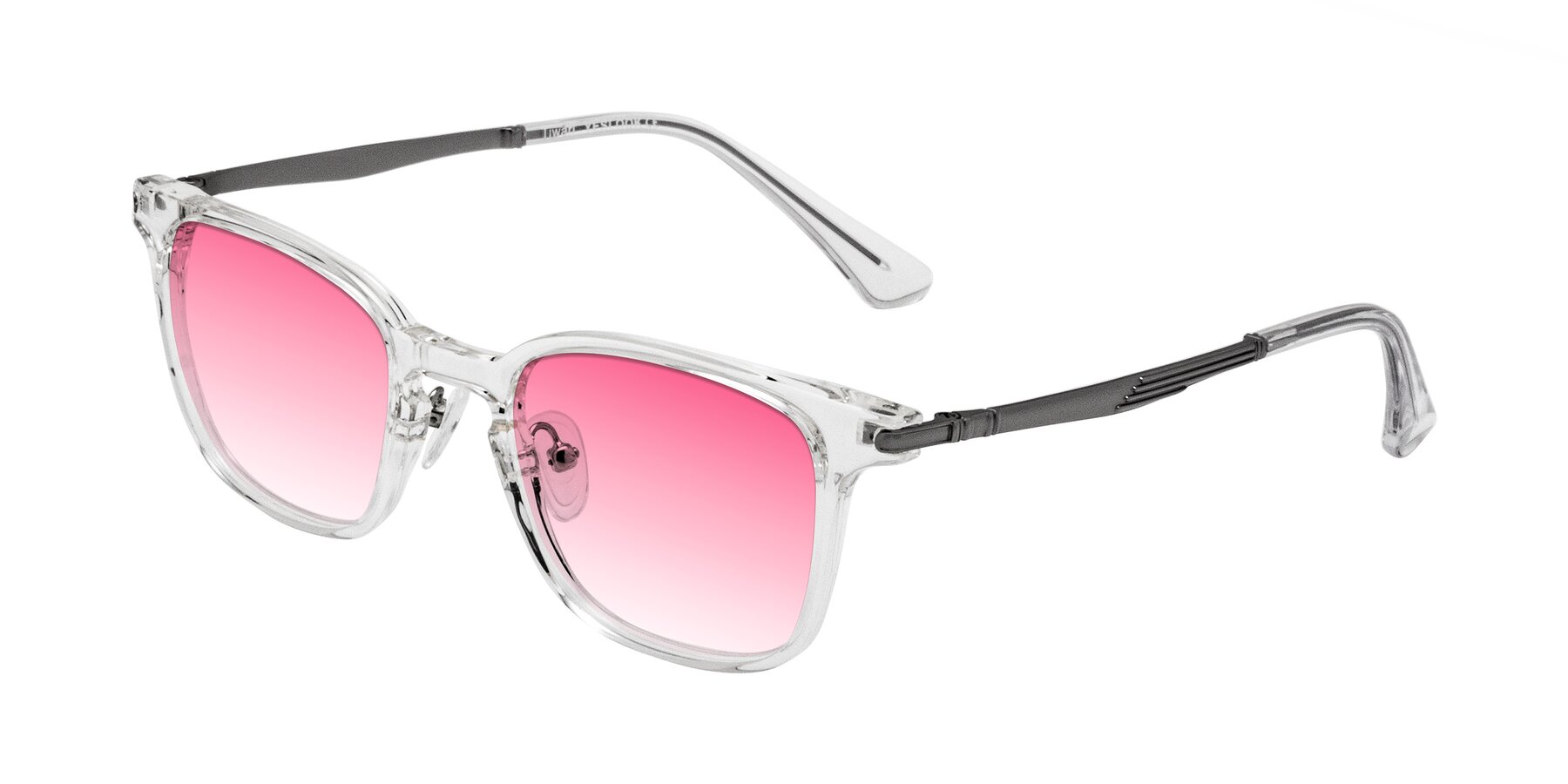 Angle of Tiwari in Clear/Silver with Pink Gradient Lenses