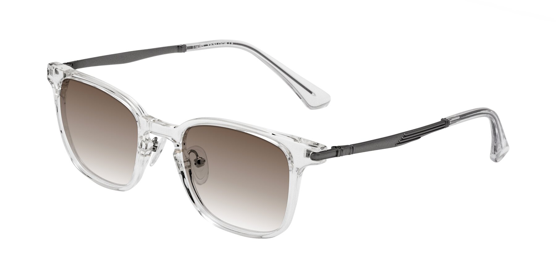 Angle of Tiwari in Clear/Silver with Brown Gradient Lenses