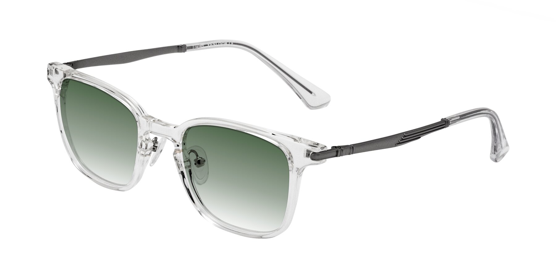 Angle of Tiwari in Clear/Silver with Green Gradient Lenses
