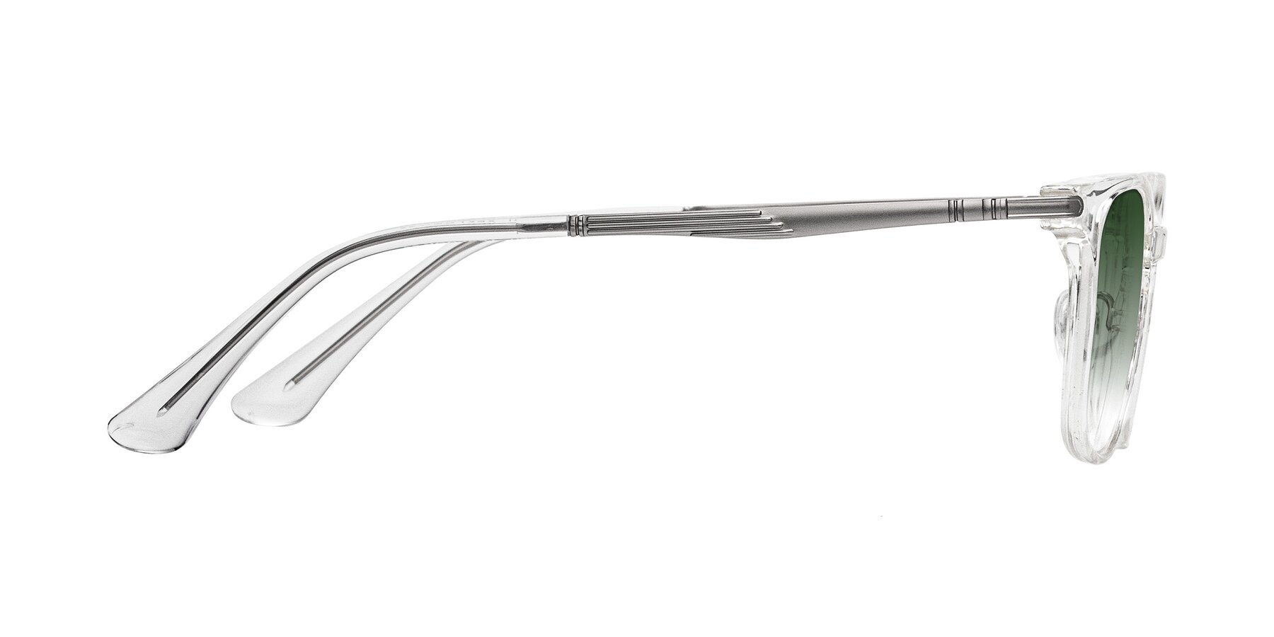 Side of Tiwari in Clear/Silver with Green Gradient Lenses