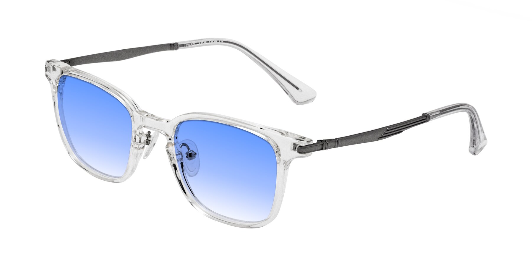 Angle of Tiwari in Clear/Silver with Blue Gradient Lenses