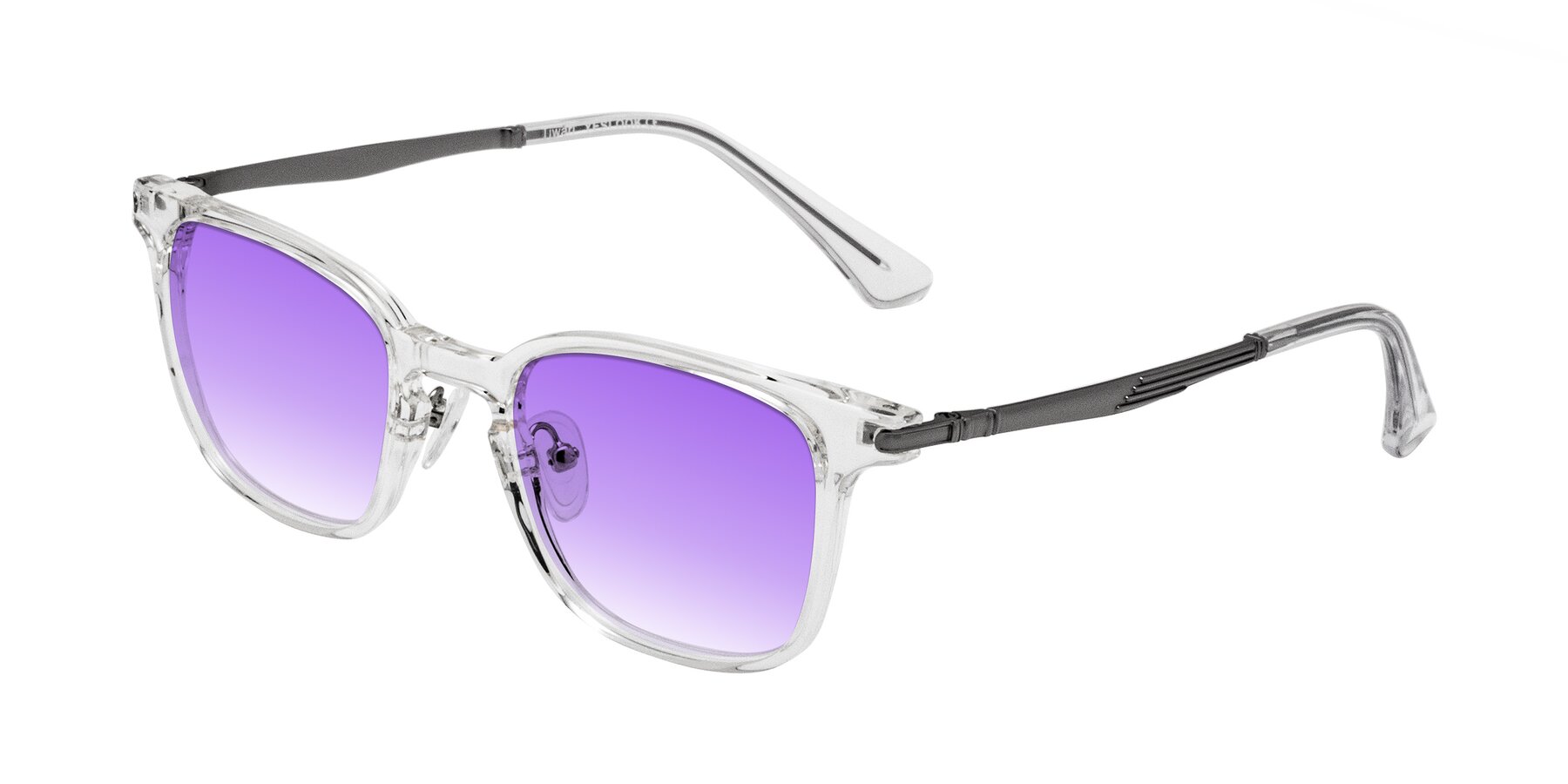 Angle of Tiwari in Clear/Silver with Purple Gradient Lenses