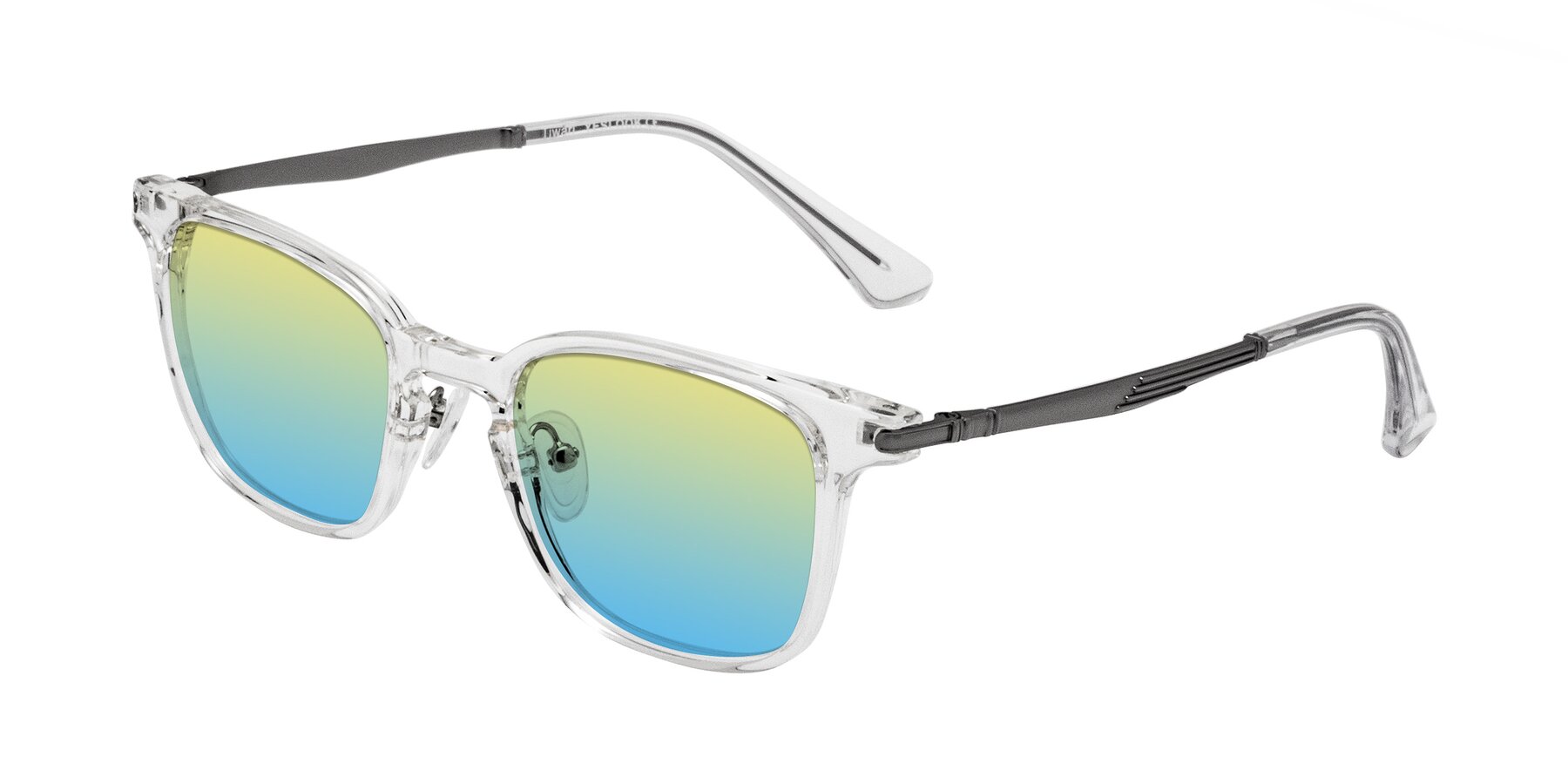 Angle of Tiwari in Clear/Silver with Yellow / Blue Gradient Lenses