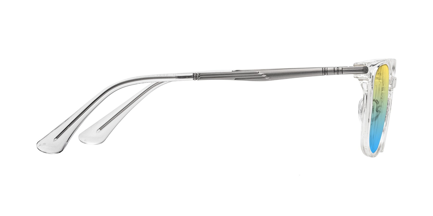 Side of Tiwari in Clear/Silver with Yellow / Blue Gradient Lenses