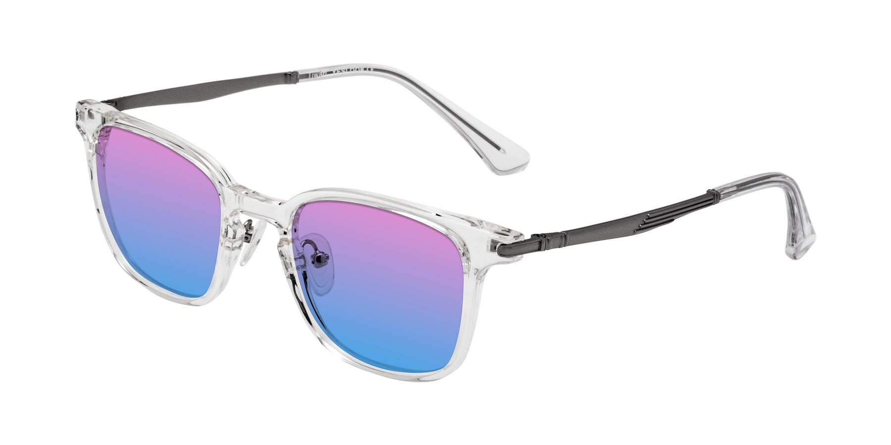 Angle of Tiwari in Clear/Silver with Pink / Blue Gradient Lenses