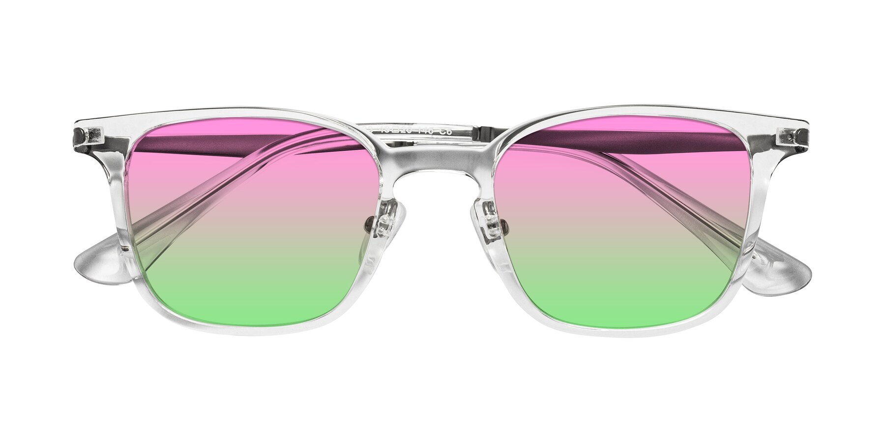 Folded Front of Tiwari in Clear/Silver with Pink / Green Gradient Lenses