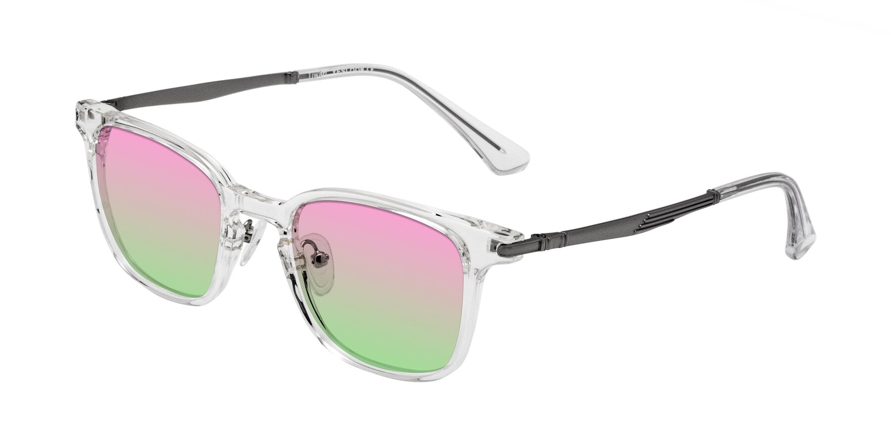 Angle of Tiwari in Clear/Silver with Pink / Green Gradient Lenses