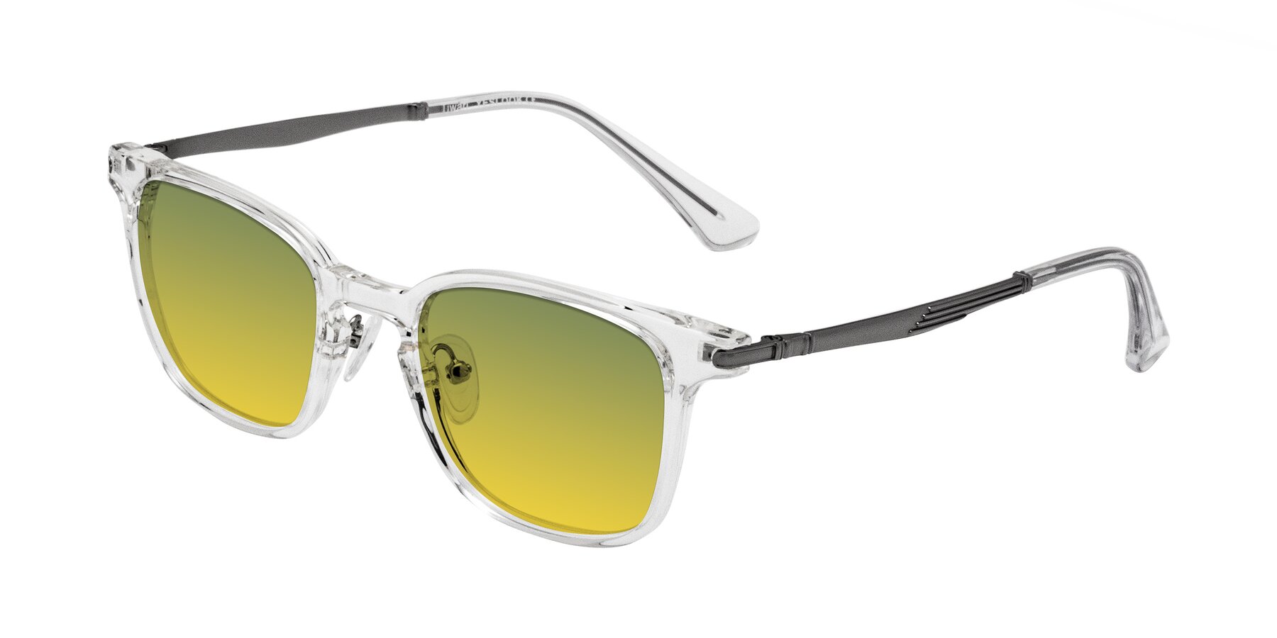 Angle of Tiwari in Clear/Silver with Green / Yellow Gradient Lenses
