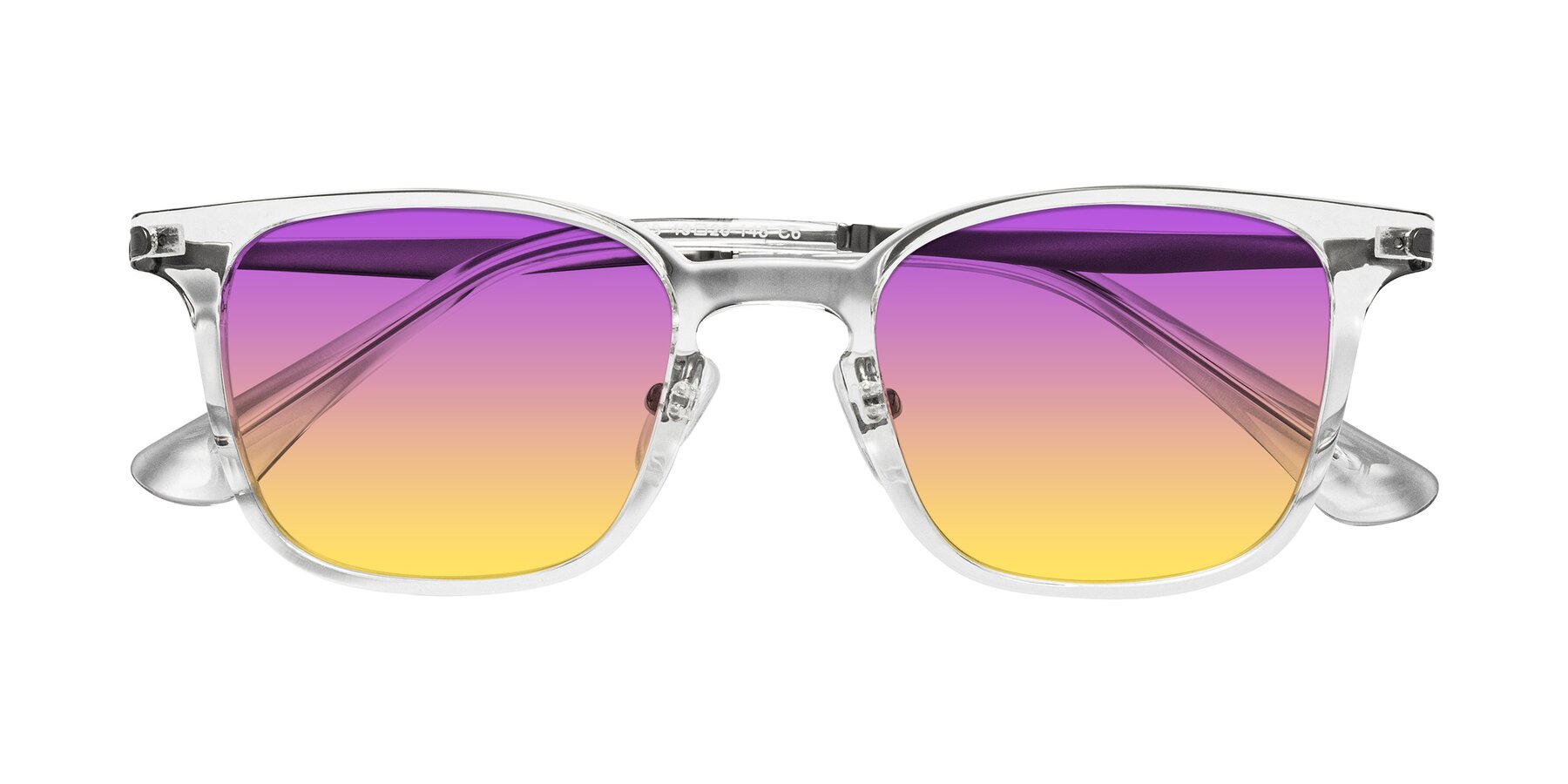 Folded Front of Tiwari in Clear/Silver with Purple / Yellow Gradient Lenses