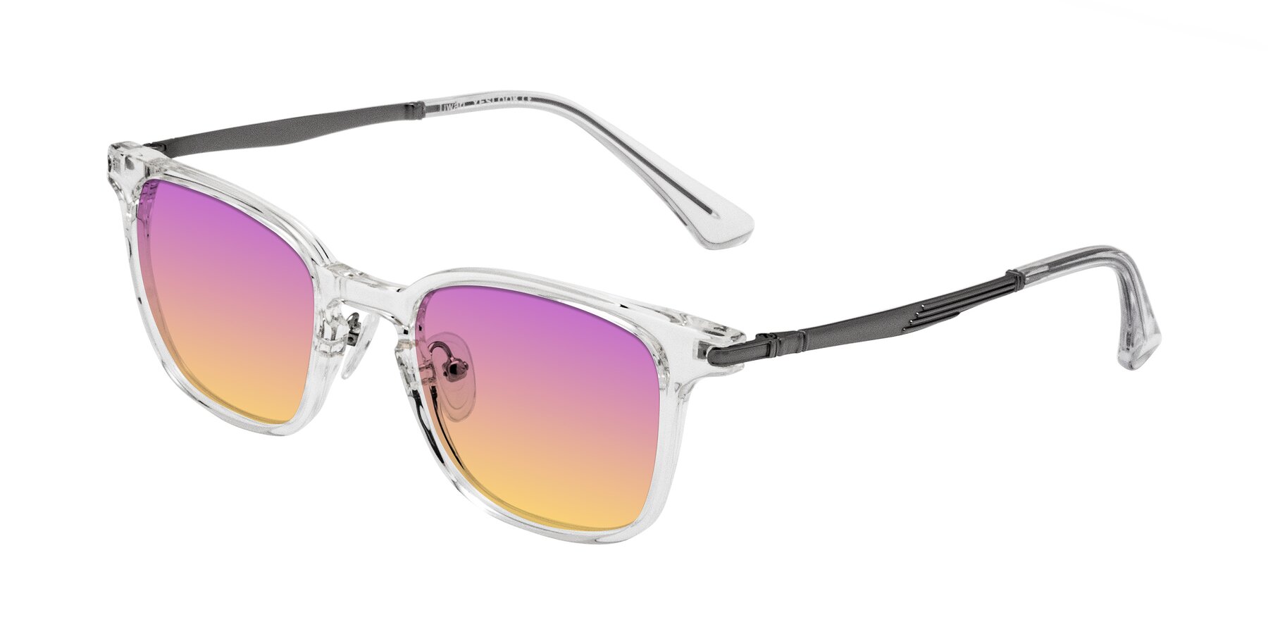 Angle of Tiwari in Clear/Silver with Purple / Yellow Gradient Lenses