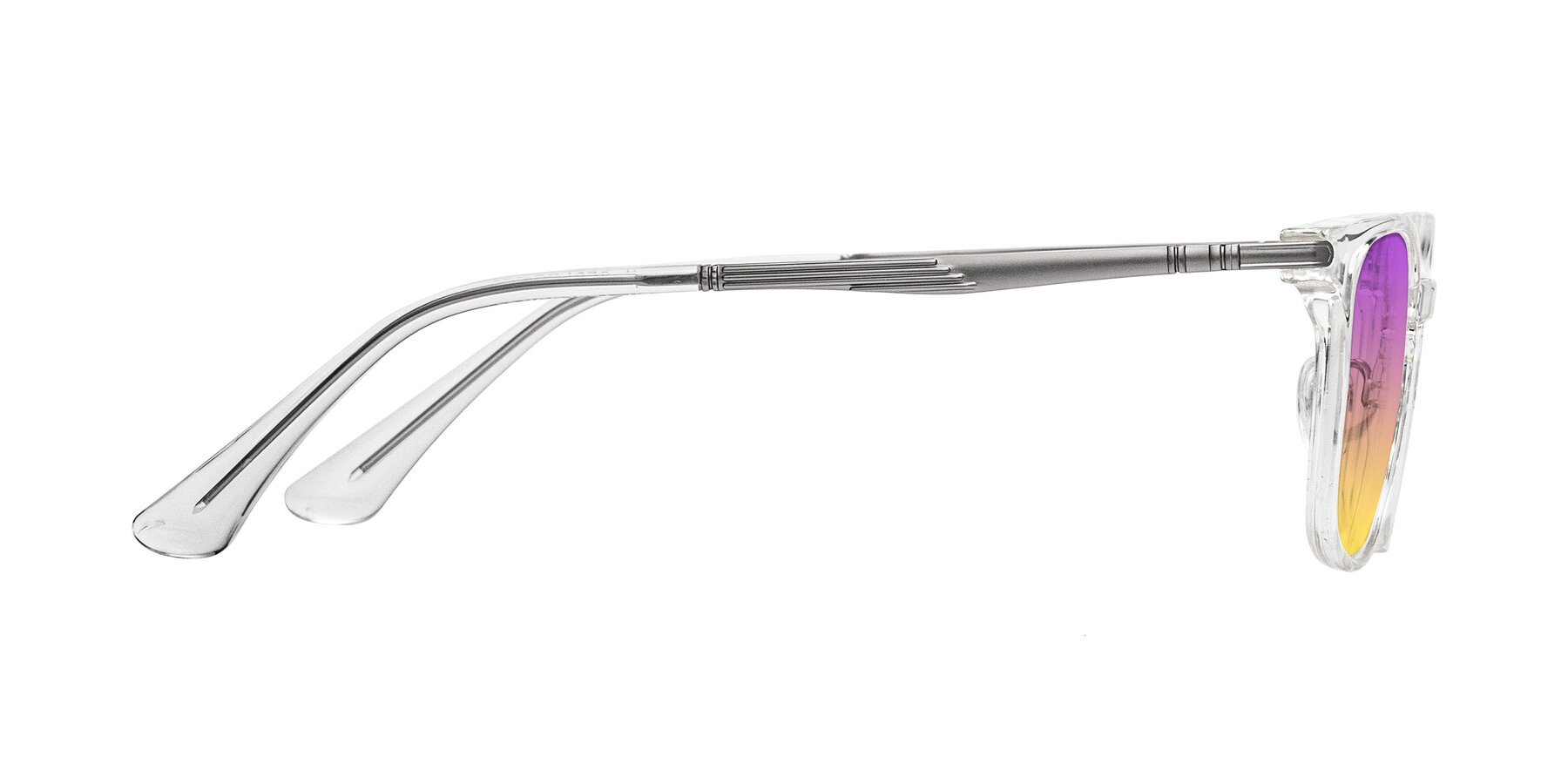 Side of Tiwari in Clear/Silver with Purple / Yellow Gradient Lenses