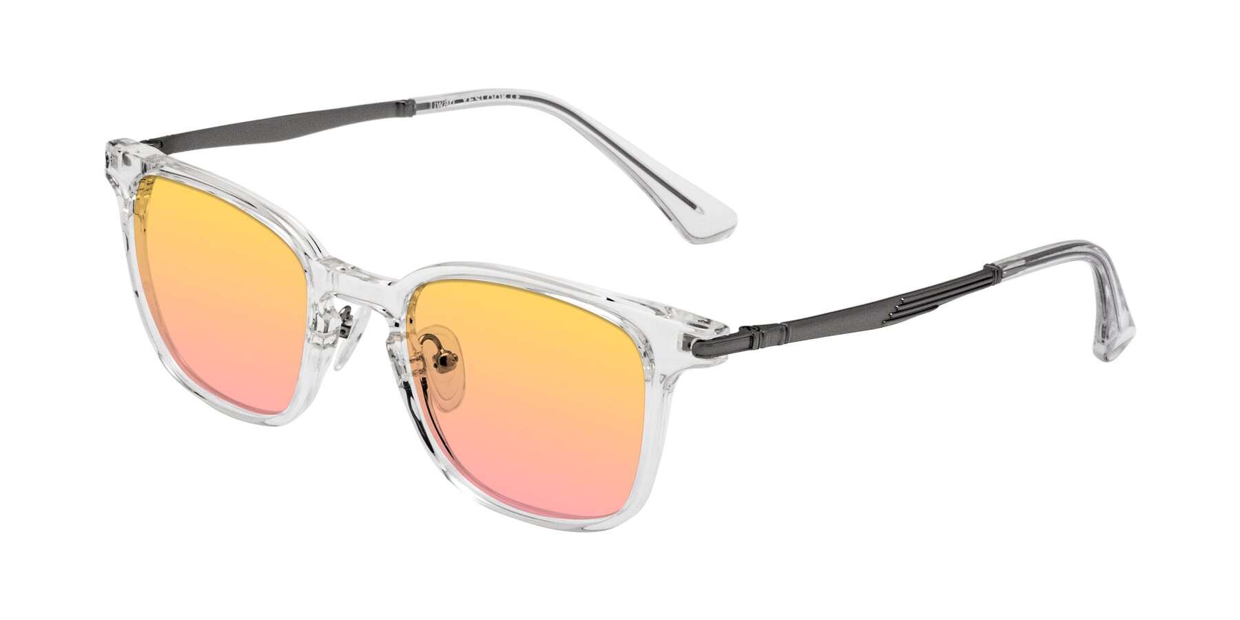 Angle of Tiwari in Clear/Silver with Yellow / Pink Gradient Lenses