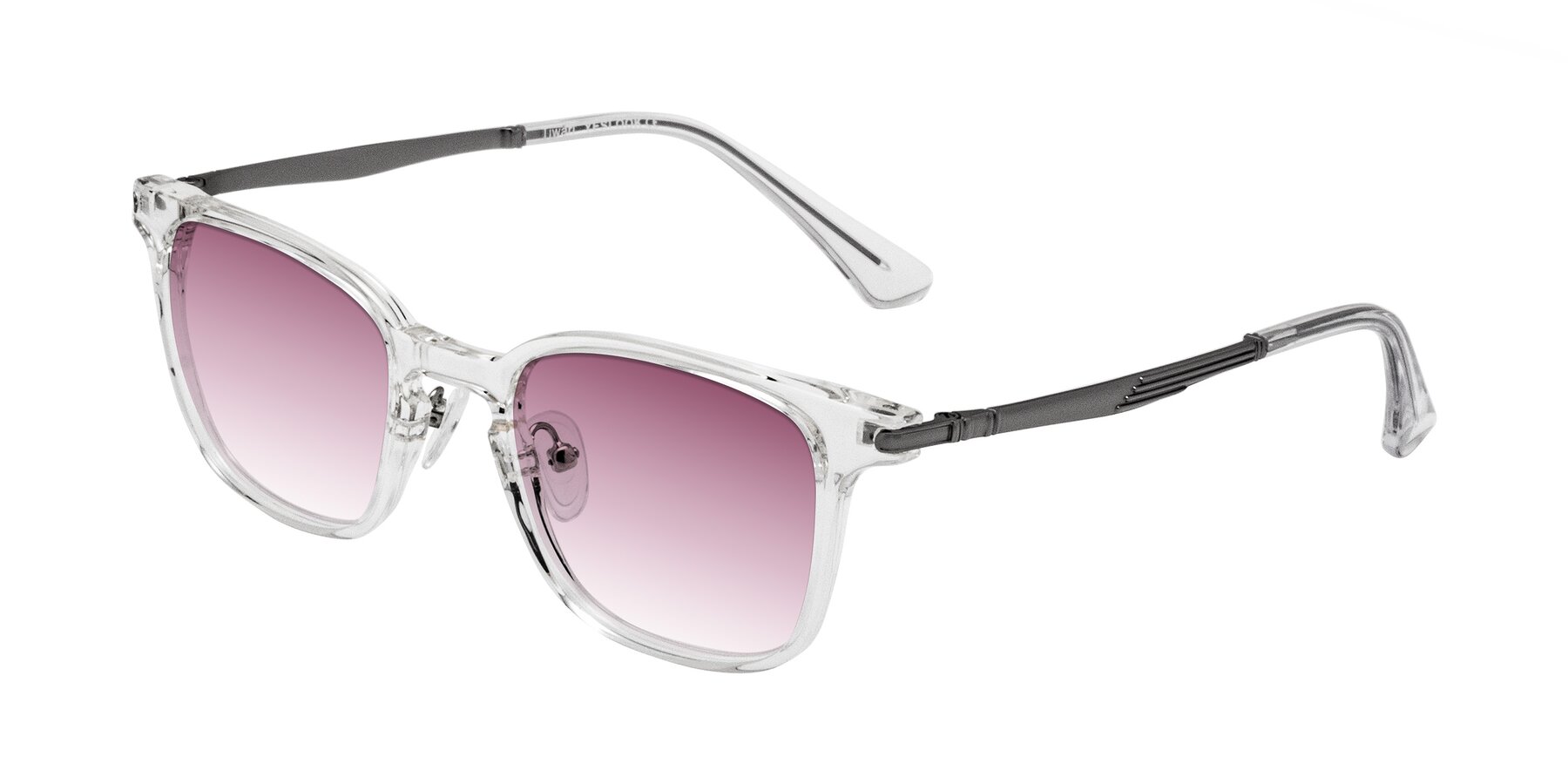Angle of Tiwari in Clear/Silver with Wine Gradient Lenses