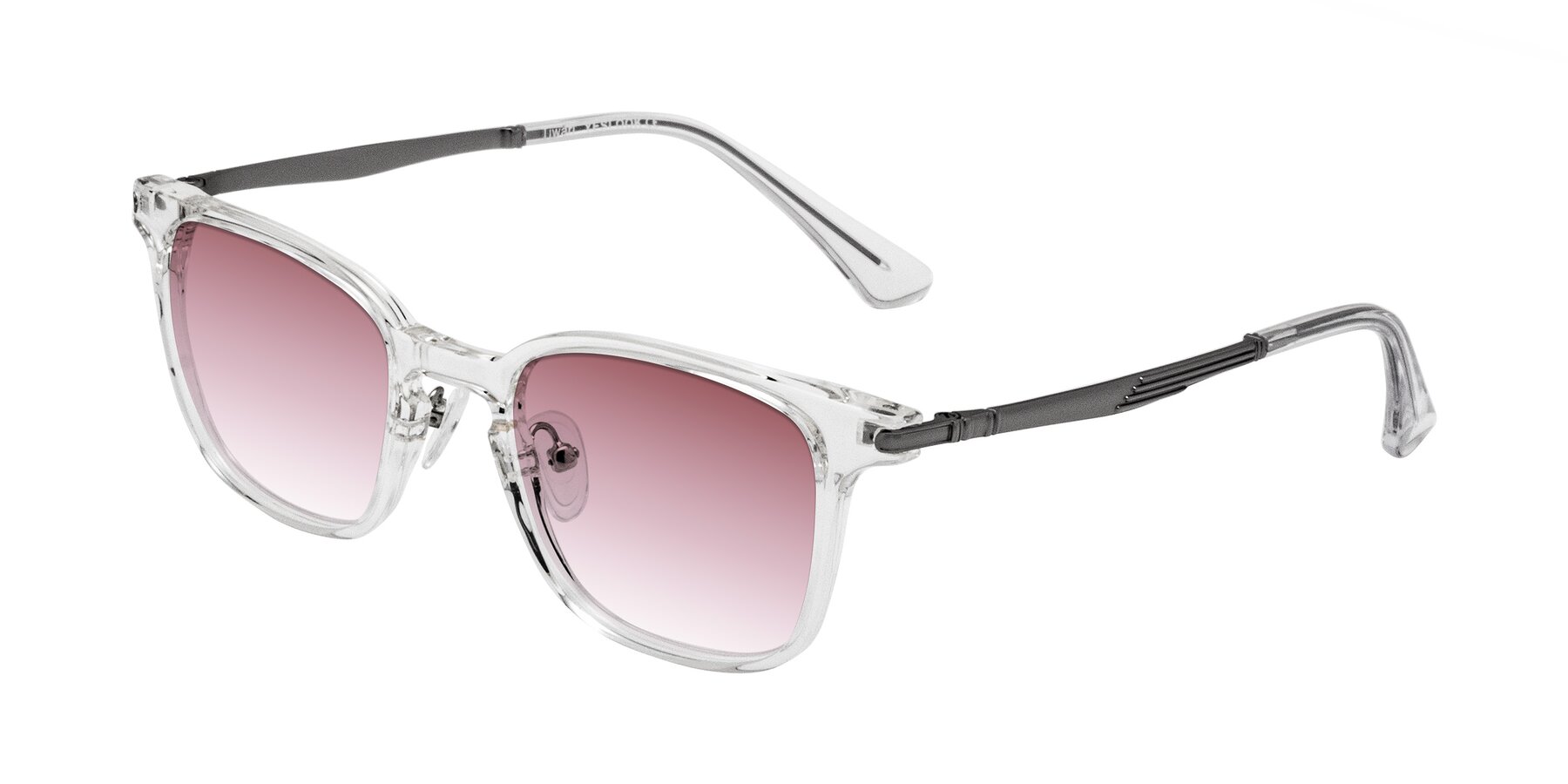 Angle of Tiwari in Clear/Silver with Garnet Gradient Lenses
