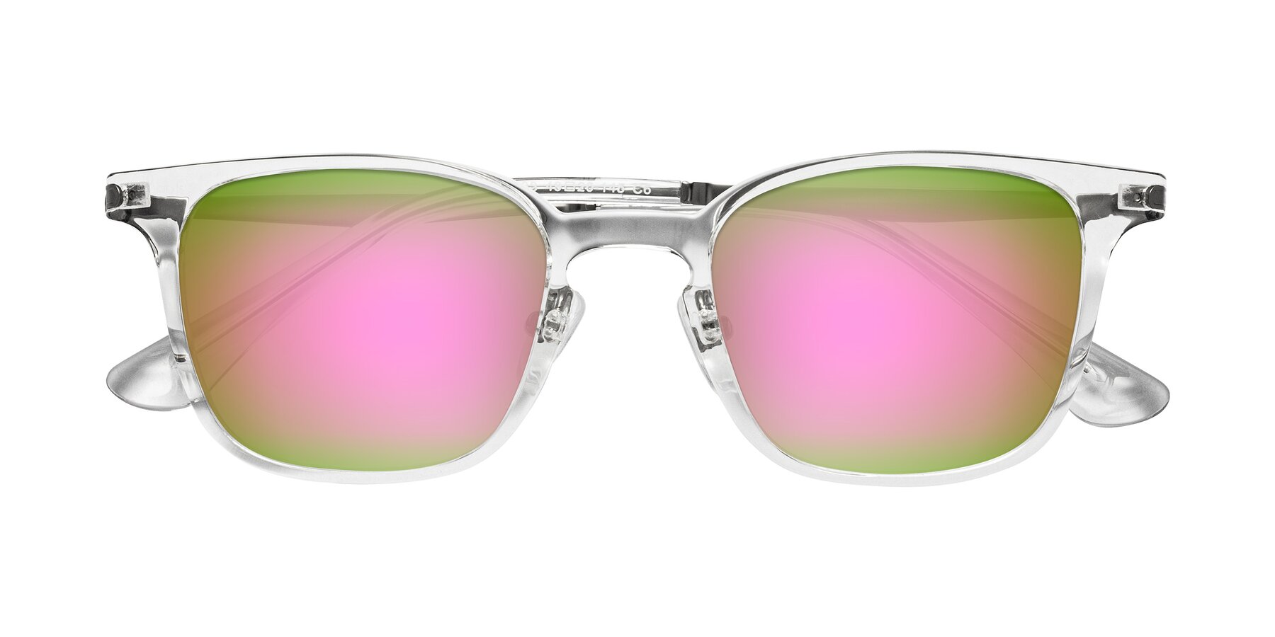 Folded Front of Tiwari in Clear/Silver with Pink Mirrored Lenses