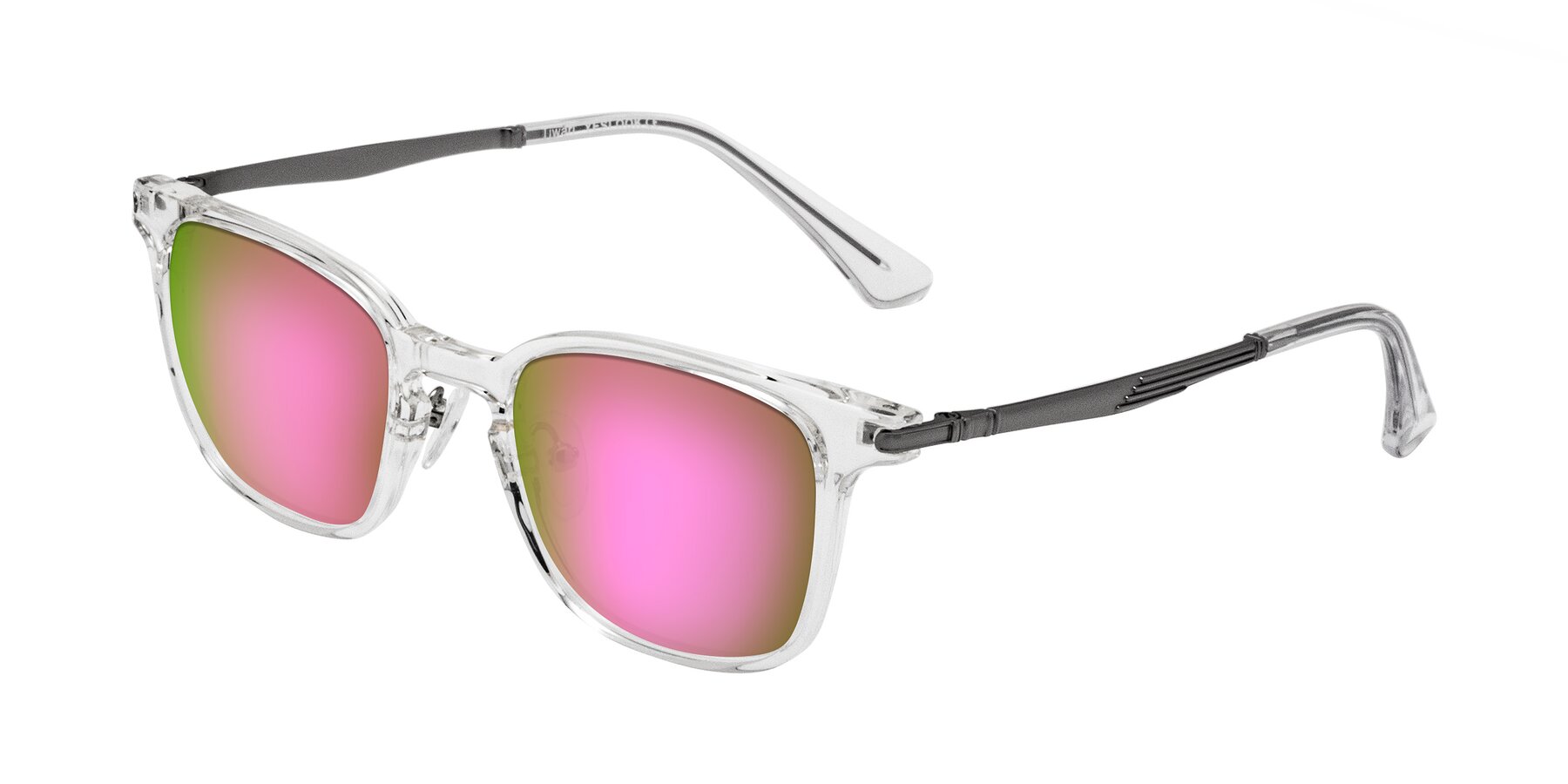 Angle of Tiwari in Clear/Silver with Pink Mirrored Lenses