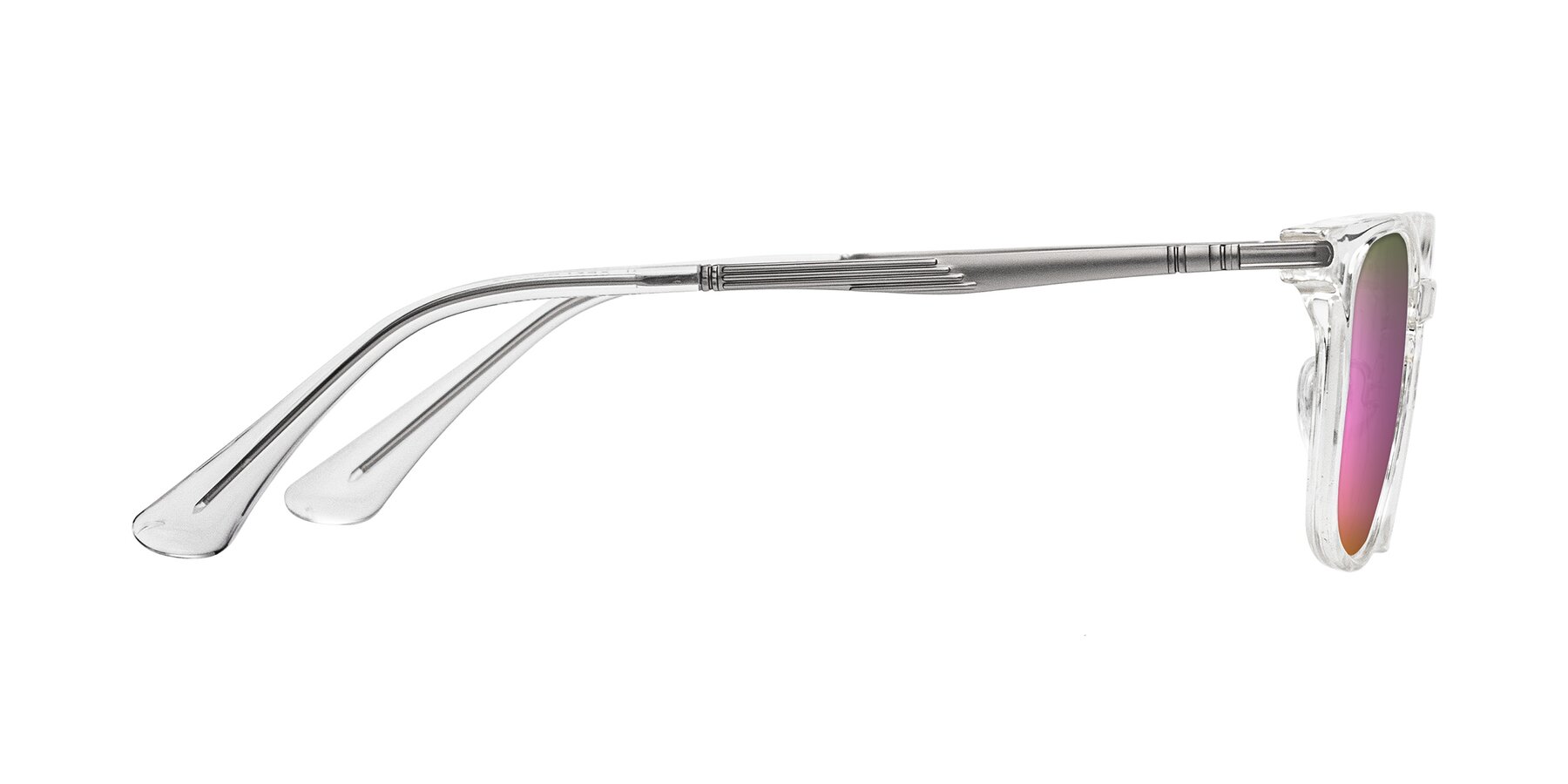 Side of Tiwari in Clear/Silver with Pink Mirrored Lenses