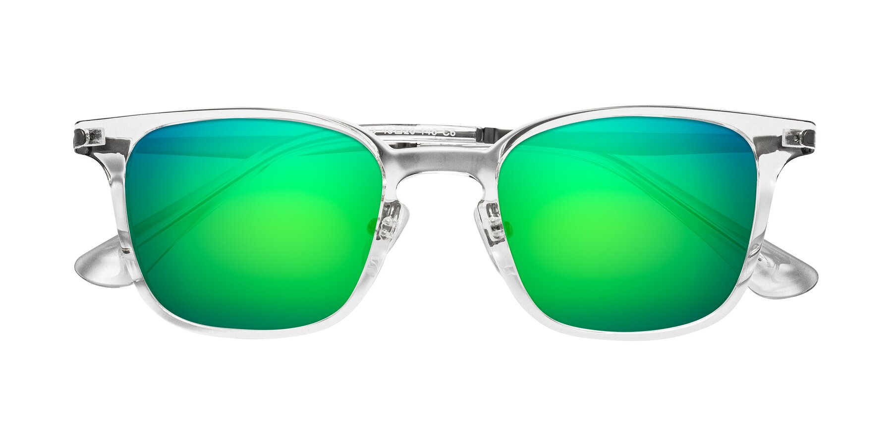 Folded Front of Tiwari in Clear/Silver with Green Mirrored Lenses