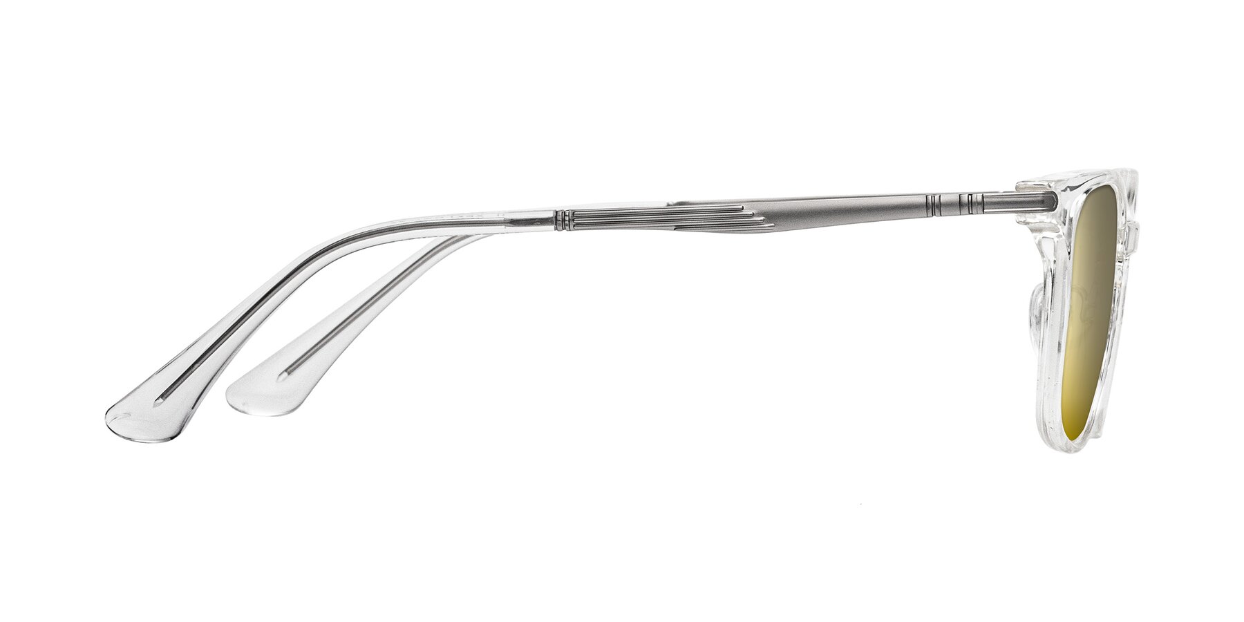 Side of Tiwari in Clear/Silver with Gold Mirrored Lenses