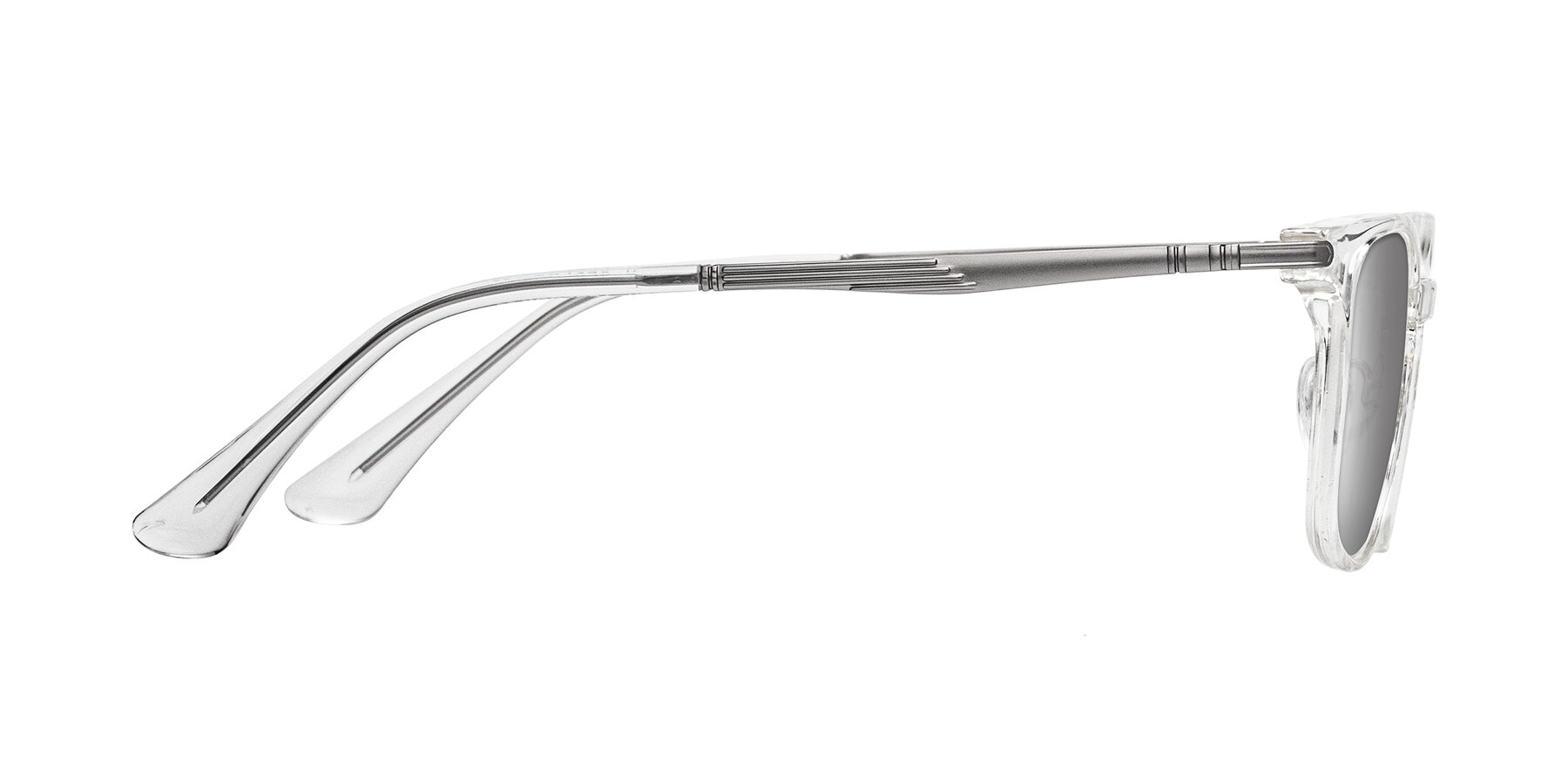 Side of Tiwari in Clear/Silver with Silver Mirrored Lenses
